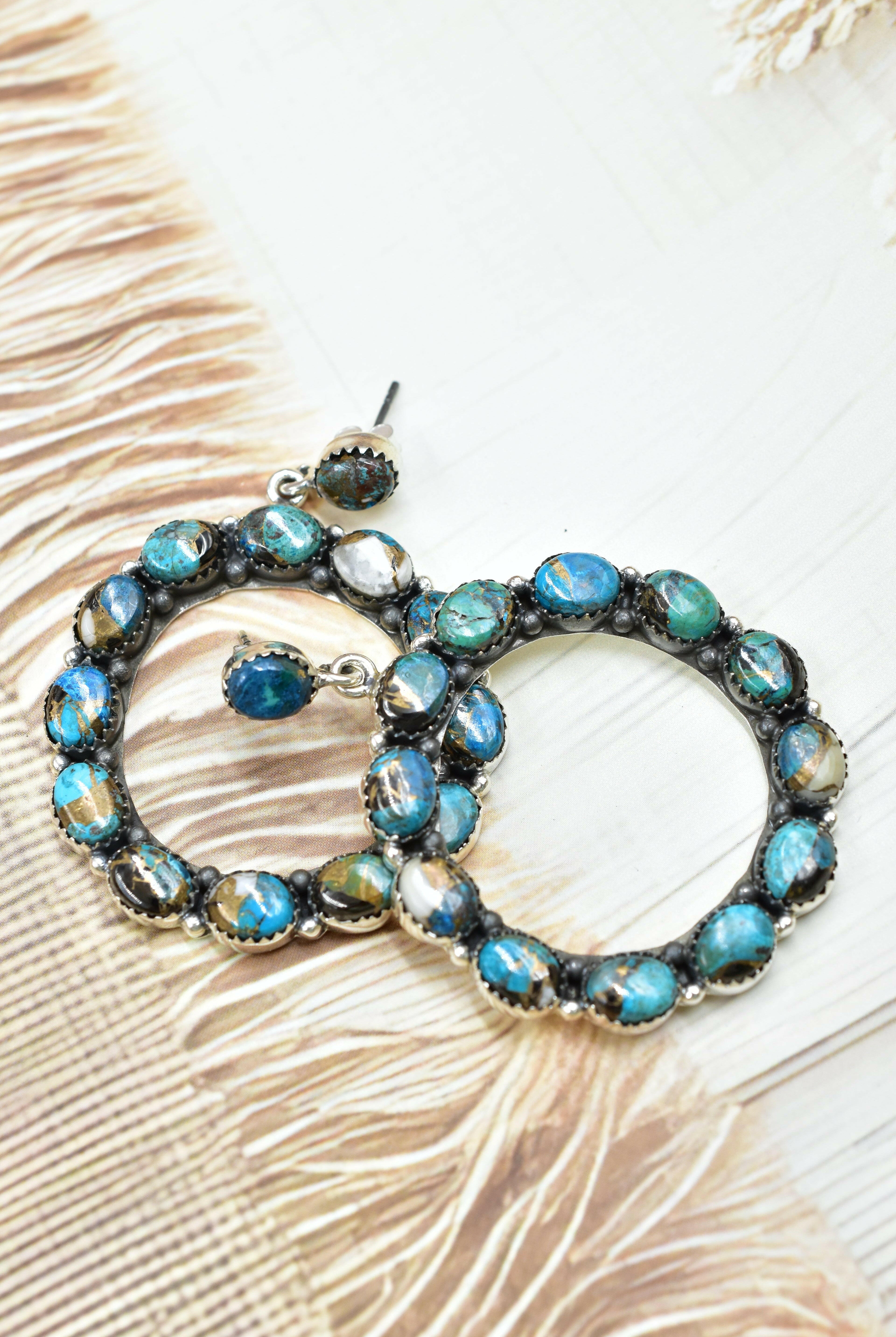Ariana's Stone Hoop Earrings-Earrings-Krush Kandy, Women's Online Fashion Boutique Located in Phoenix, Arizona (Scottsdale Area)