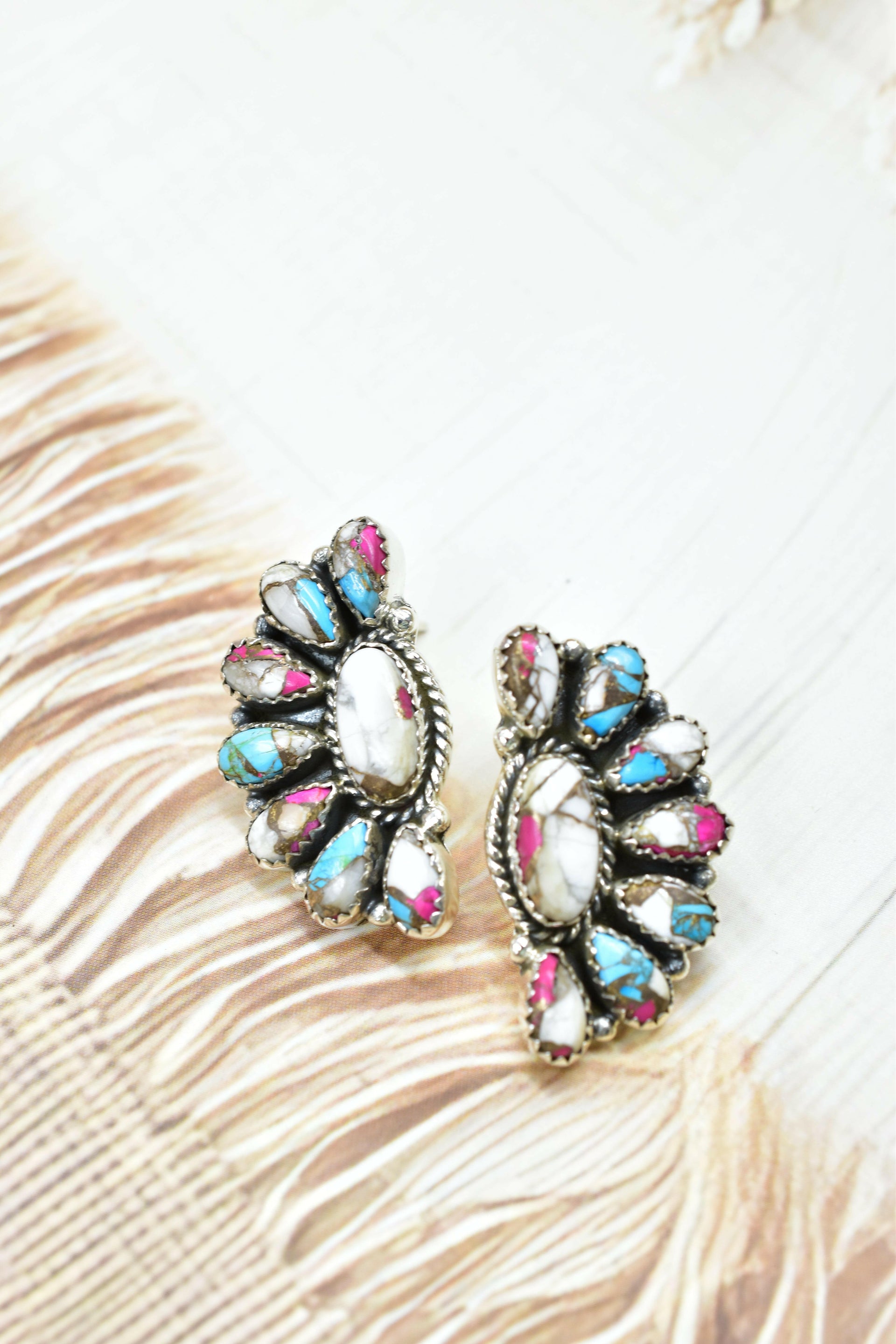 Half Cluster Kandy Stone Stud Earrings-Earrings-Krush Kandy, Women's Online Fashion Boutique Located in Phoenix, Arizona (Scottsdale Area)