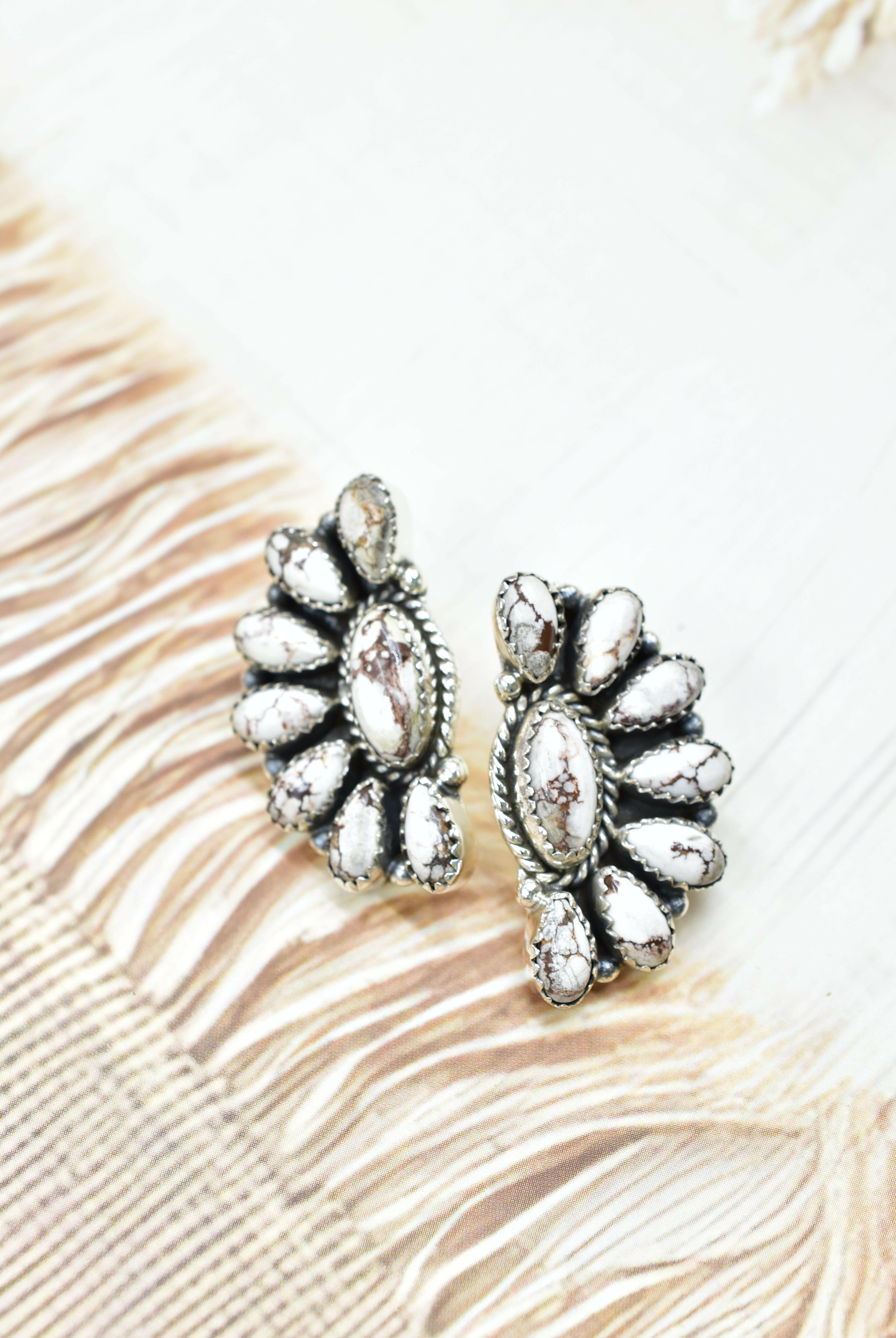Half Cluster Kandy Stone Stud Earrings-Earrings-Krush Kandy, Women's Online Fashion Boutique Located in Phoenix, Arizona (Scottsdale Area)