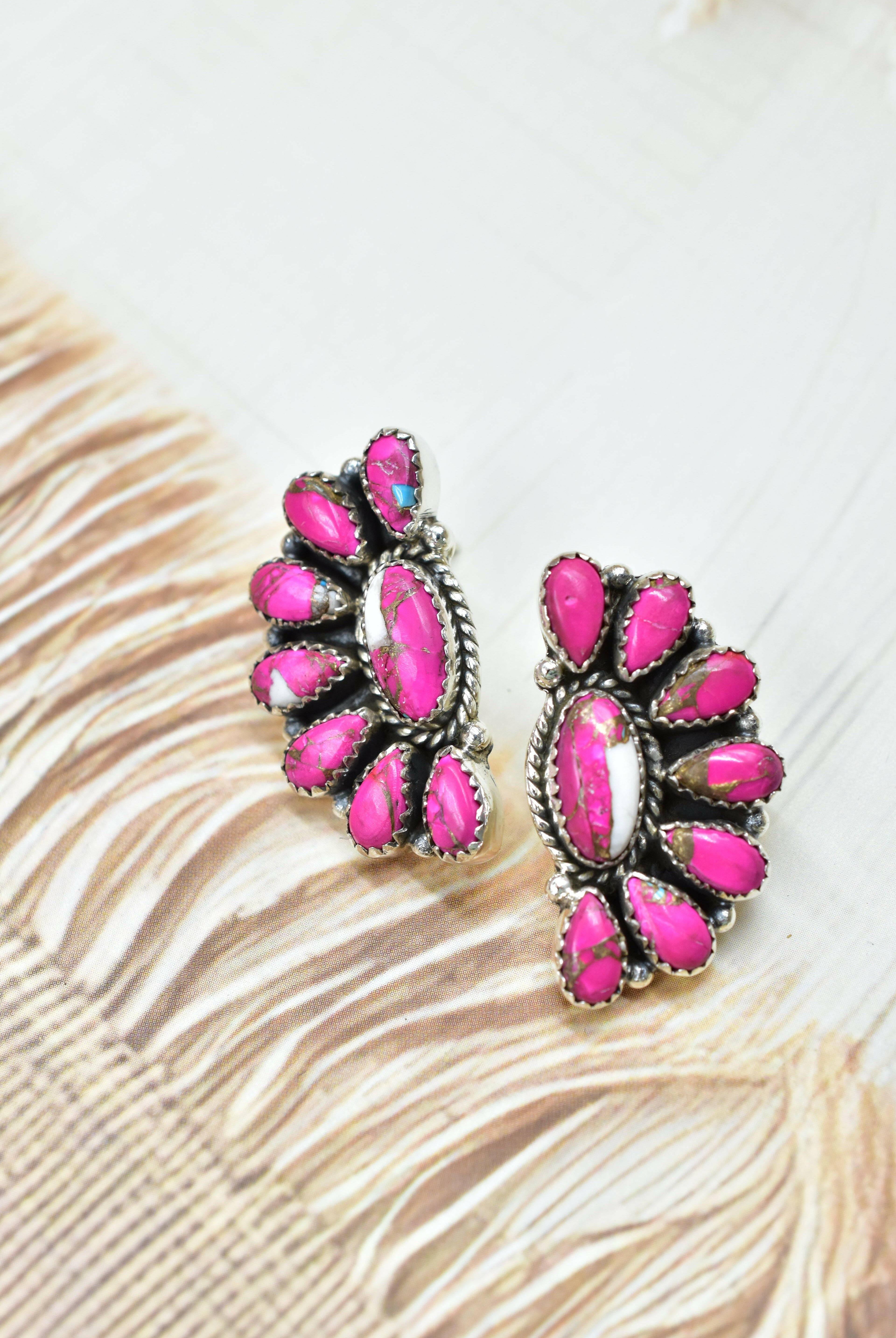 Half Cluster Kandy Stone Stud Earrings-Earrings-Krush Kandy, Women's Online Fashion Boutique Located in Phoenix, Arizona (Scottsdale Area)