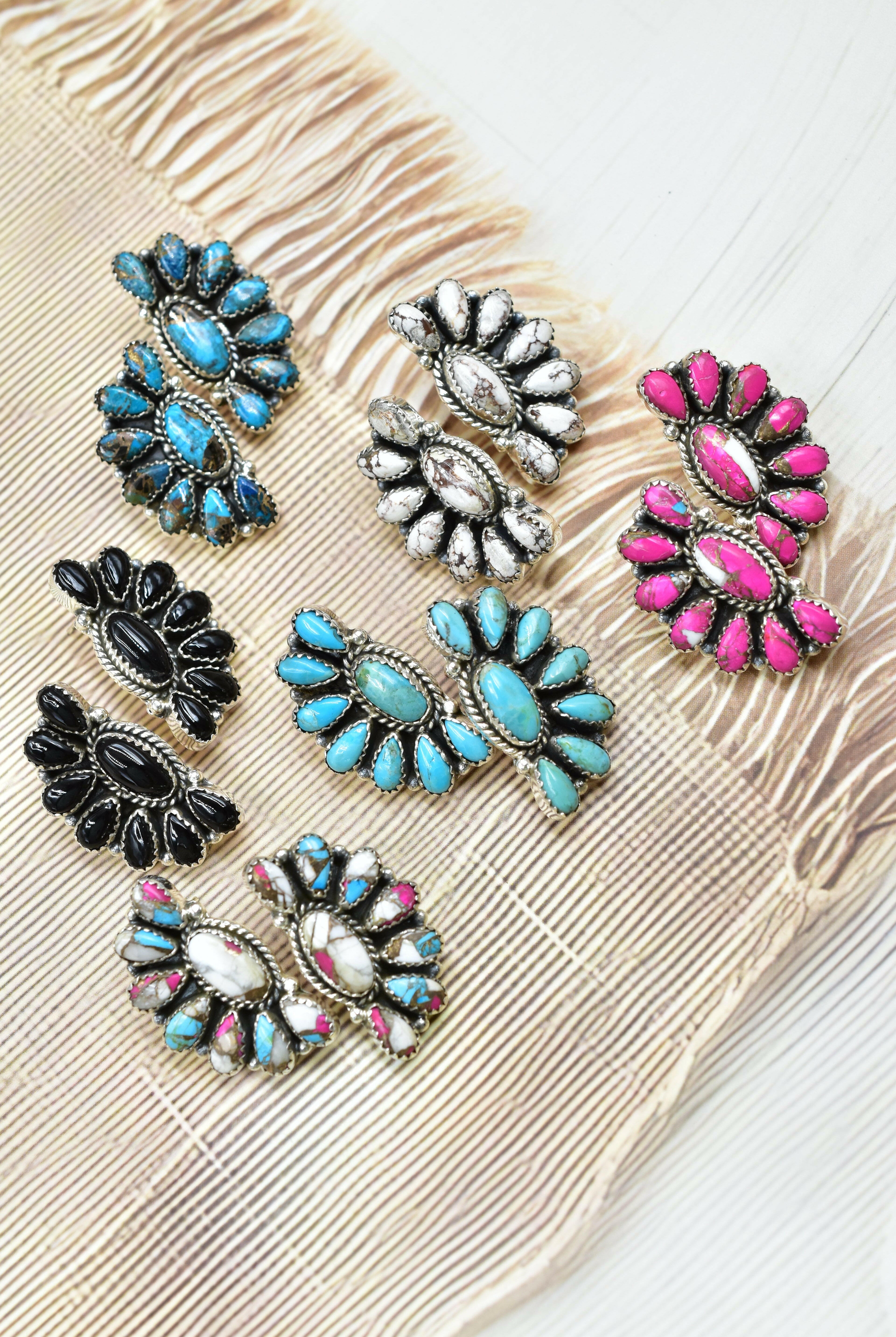 Half Cluster Kandy Stone Stud Earrings-Earrings-Krush Kandy, Women's Online Fashion Boutique Located in Phoenix, Arizona (Scottsdale Area)