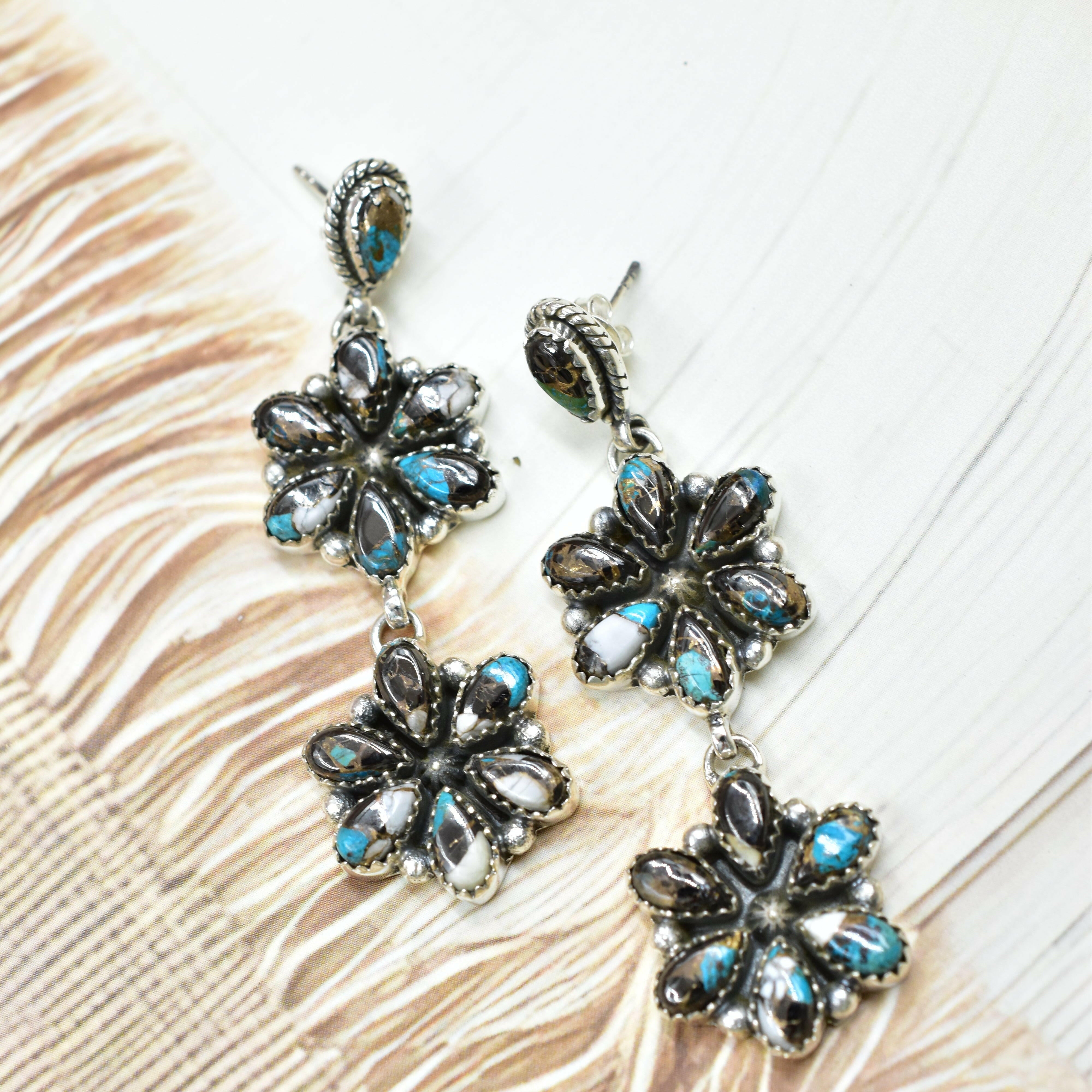 Serenity's Cluster Stone Drop Earrings-Earrings-Krush Kandy, Women's Online Fashion Boutique Located in Phoenix, Arizona (Scottsdale Area)