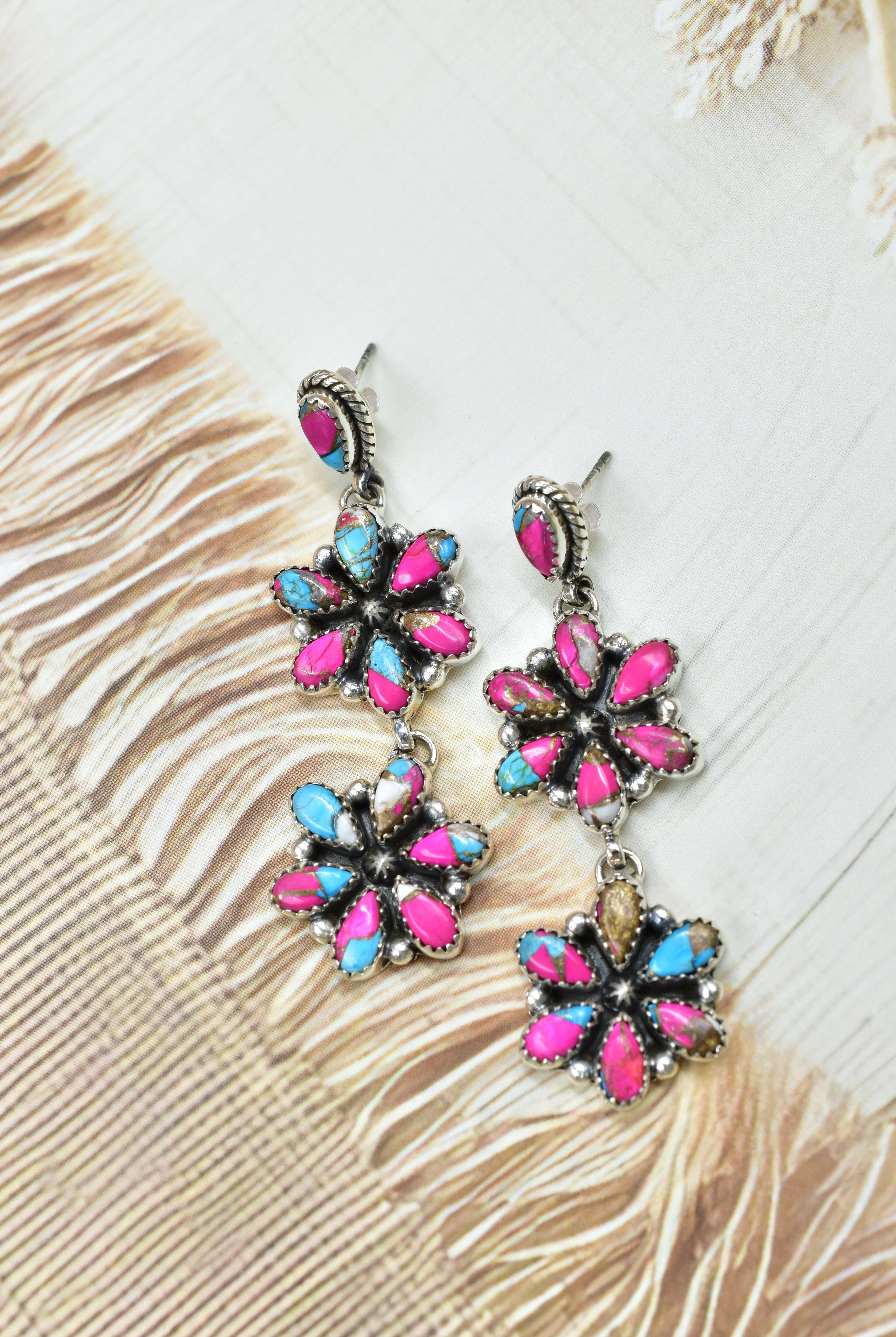 Serenity's Cluster Stone Drop Earrings-Earrings-Krush Kandy, Women's Online Fashion Boutique Located in Phoenix, Arizona (Scottsdale Area)