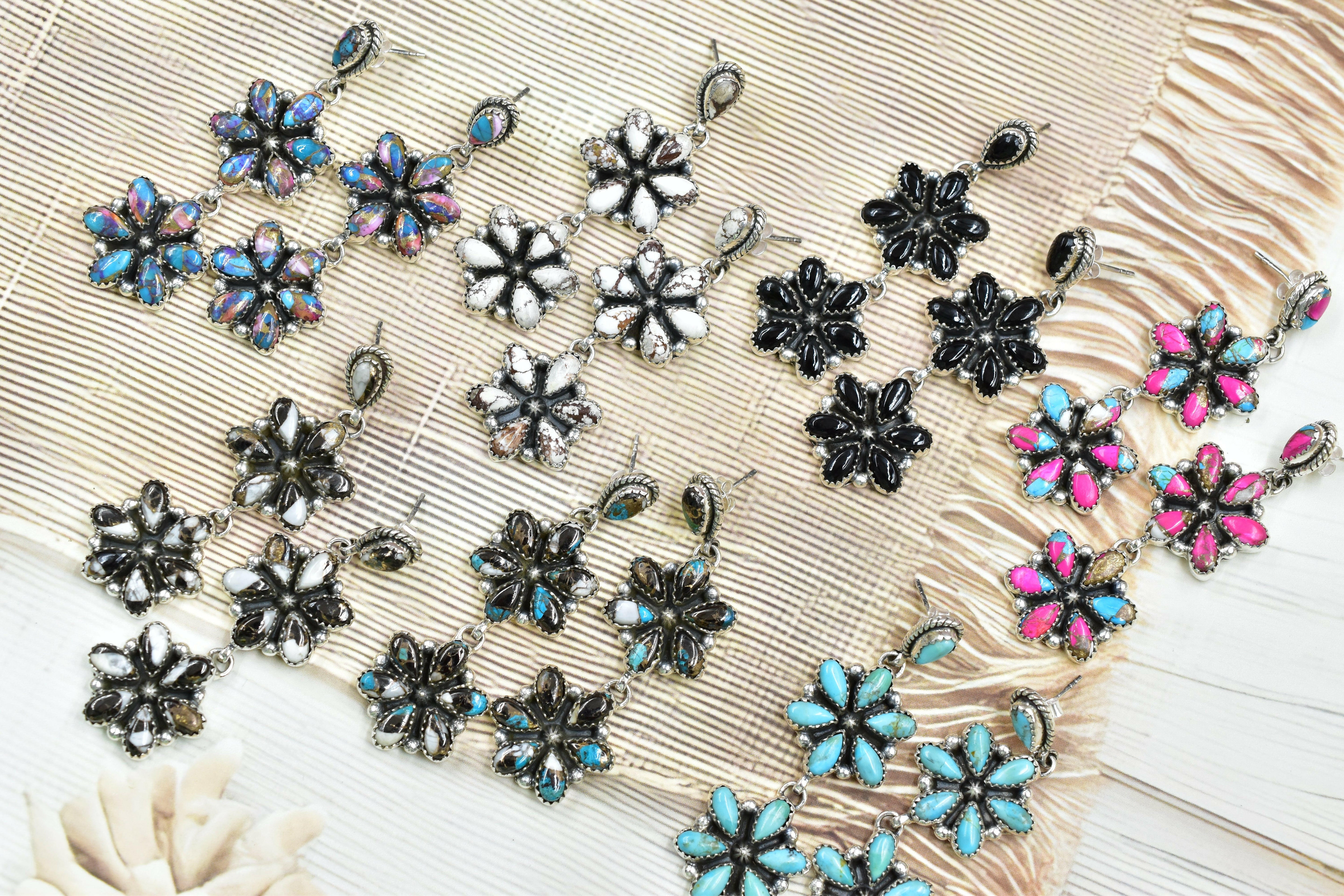 Serenity's Cluster Stone Drop Earrings-Earrings-Krush Kandy, Women's Online Fashion Boutique Located in Phoenix, Arizona (Scottsdale Area)