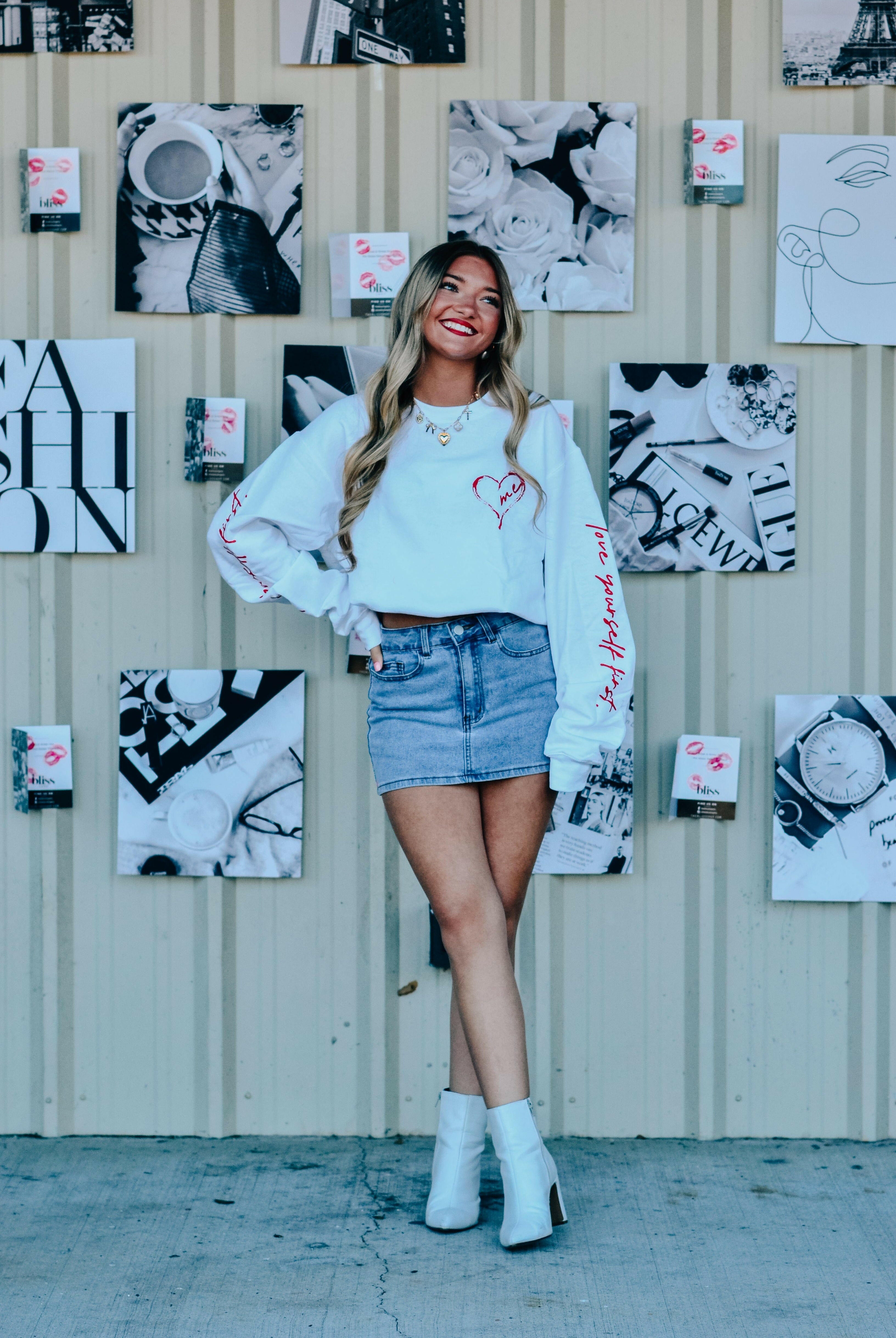 Love Yourself First Sweatshirt-Krush Kandy, Women's Online Fashion Boutique Located in Phoenix, Arizona (Scottsdale Area)