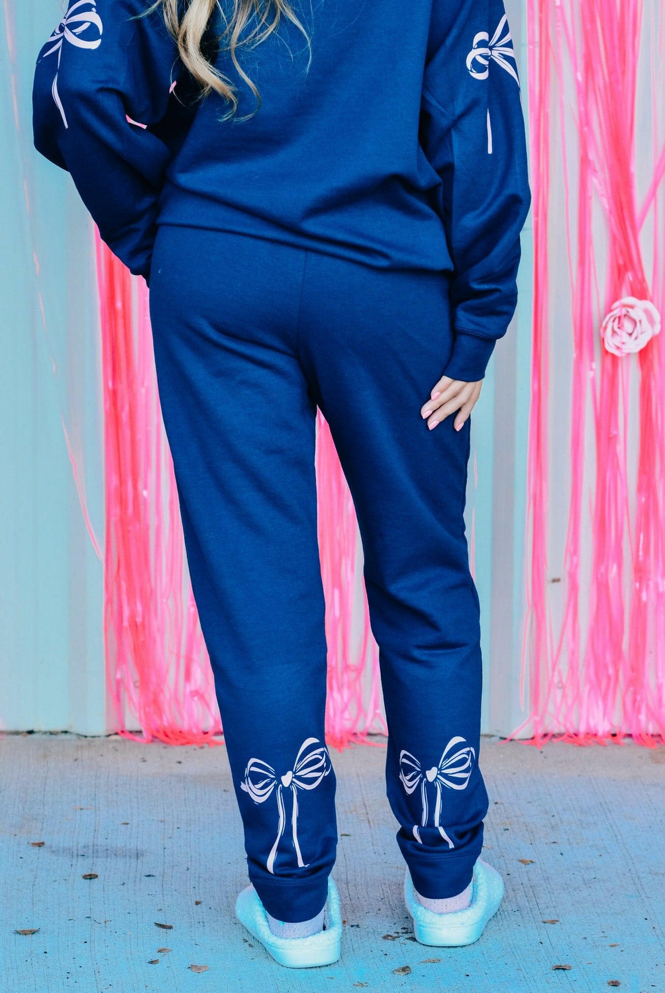 Navy Bow Joggers-Krush Kandy, Women's Online Fashion Boutique Located in Phoenix, Arizona (Scottsdale Area)