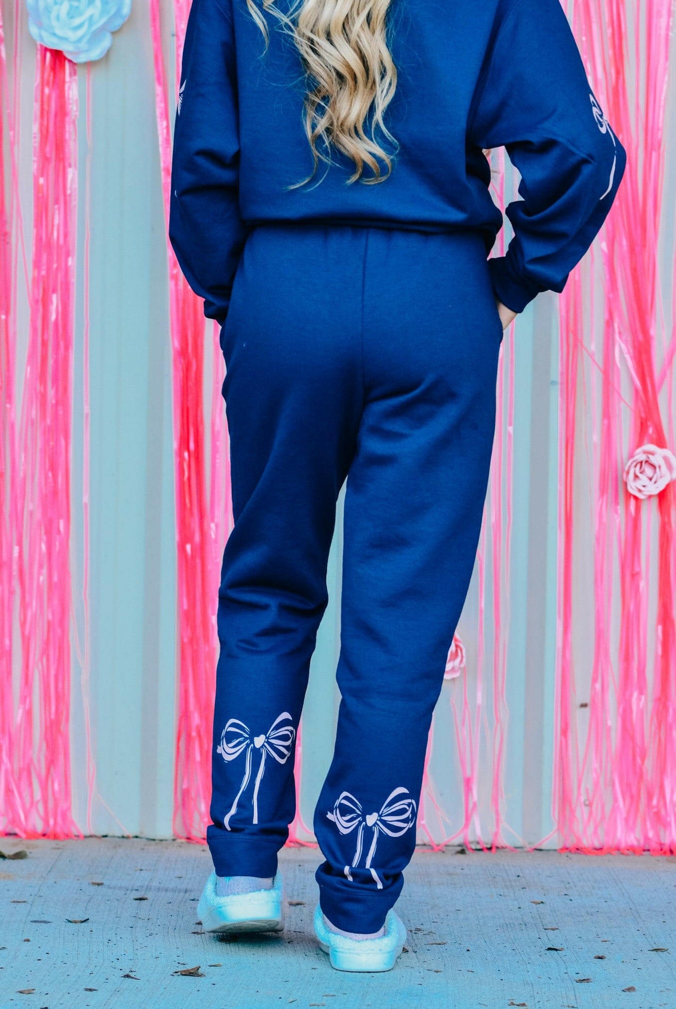 Navy Bow Joggers-Krush Kandy, Women's Online Fashion Boutique Located in Phoenix, Arizona (Scottsdale Area)