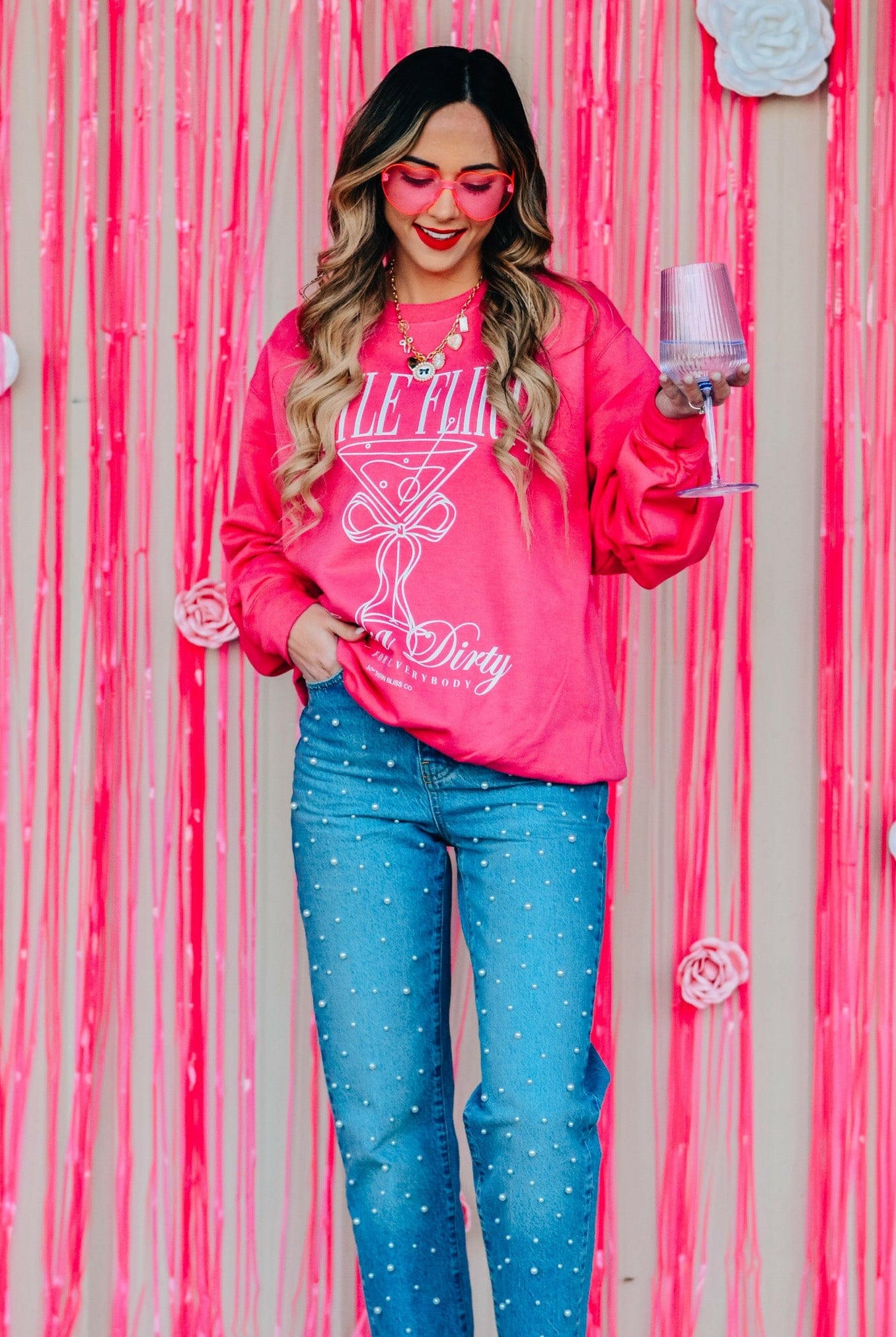 Little Flirty Extra Dirty Pink Sweatshirt-Krush Kandy, Women's Online Fashion Boutique Located in Phoenix, Arizona (Scottsdale Area)