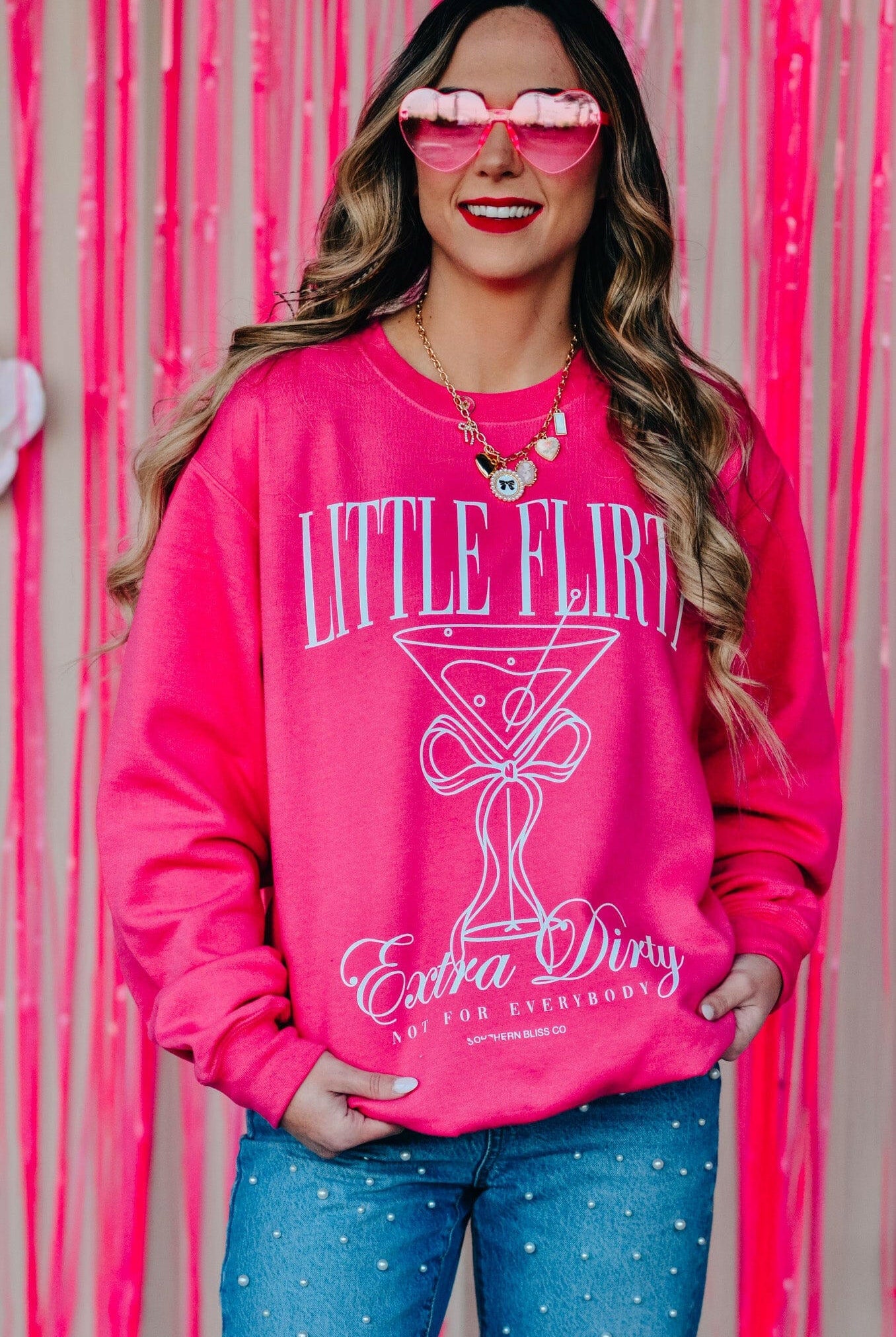 Little Flirty Extra Dirty Pink Sweatshirt-Krush Kandy, Women's Online Fashion Boutique Located in Phoenix, Arizona (Scottsdale Area)