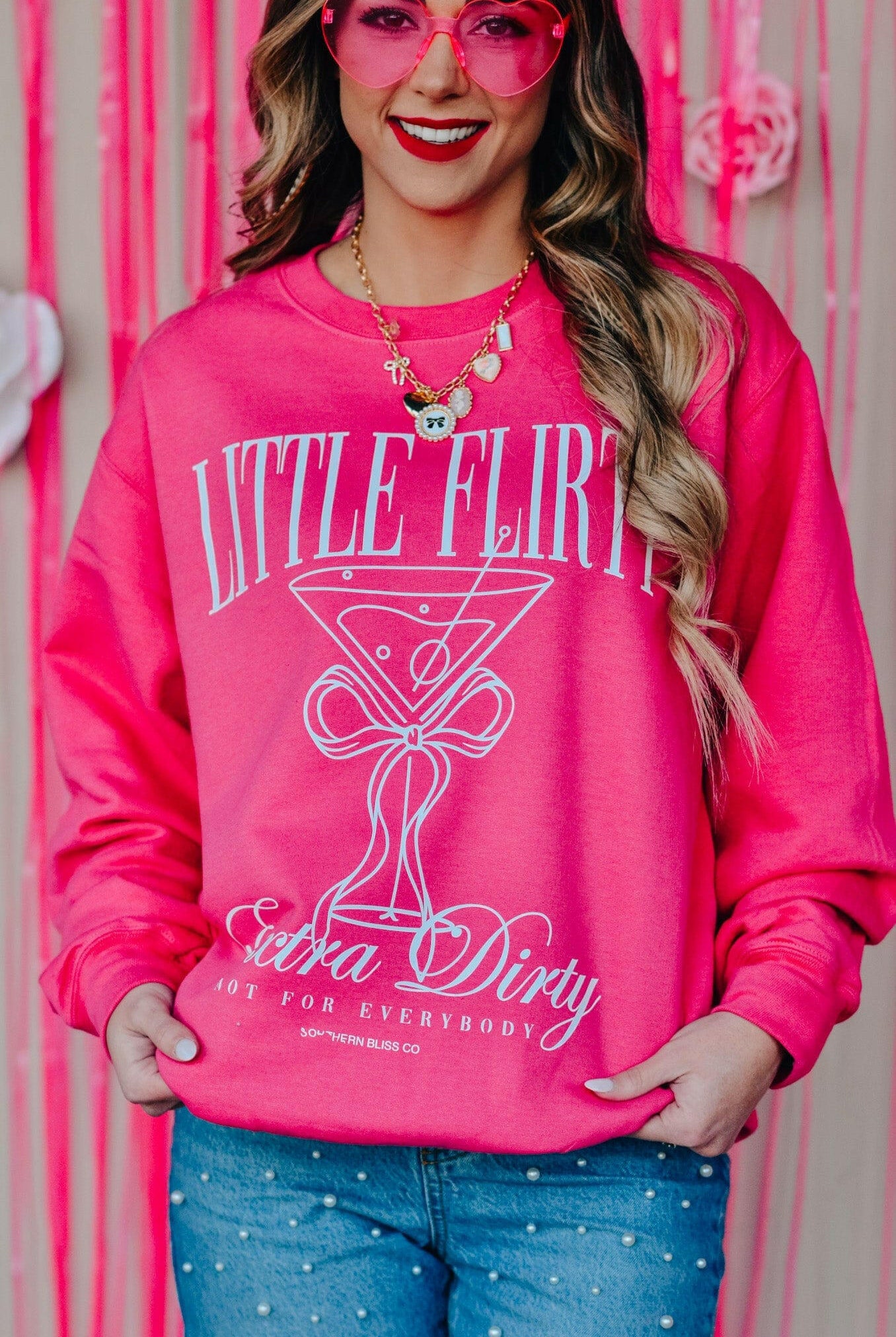 Little Flirty Extra Dirty Pink Sweatshirt-Krush Kandy, Women's Online Fashion Boutique Located in Phoenix, Arizona (Scottsdale Area)