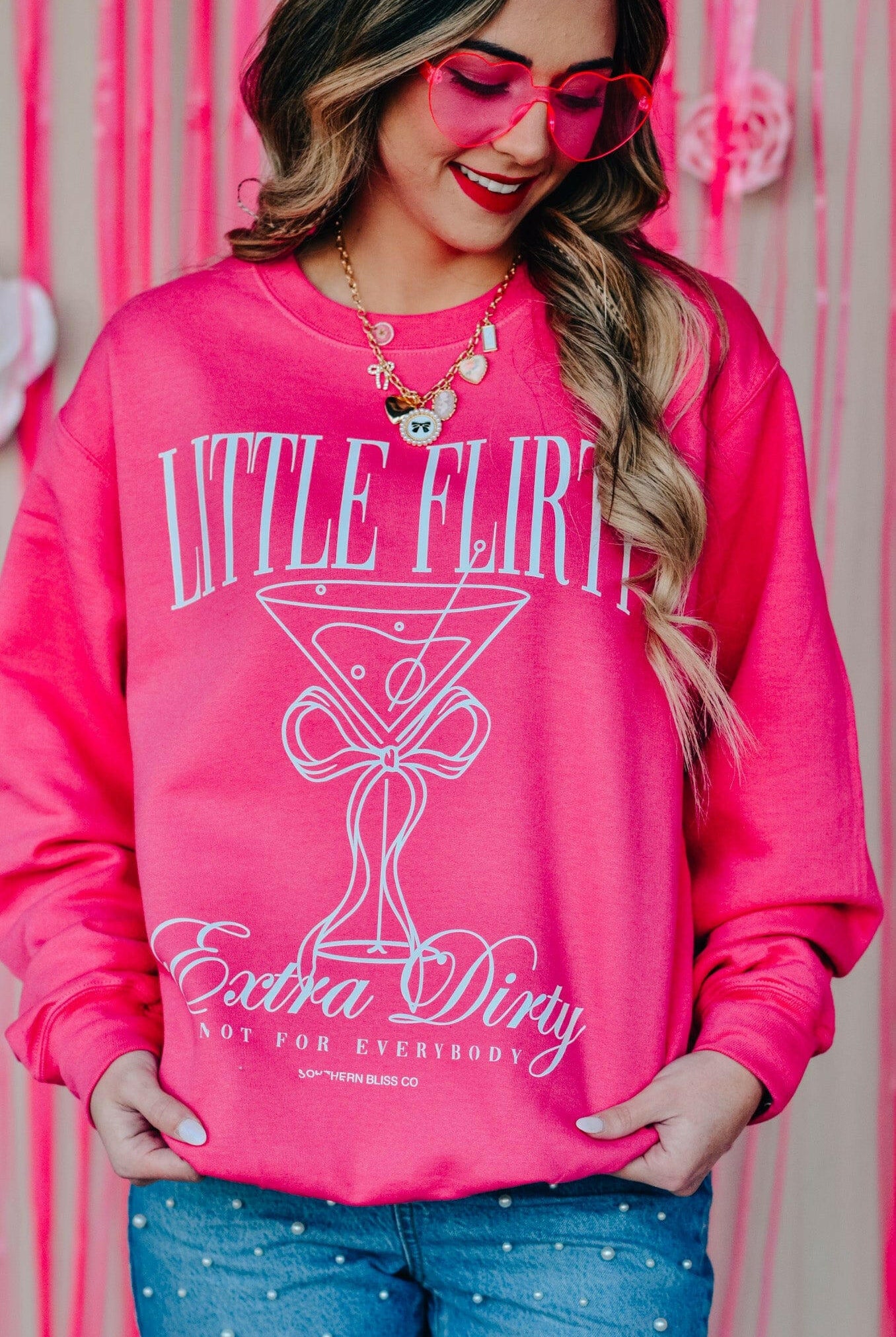 Little Flirty Extra Dirty Pink Sweatshirt-Krush Kandy, Women's Online Fashion Boutique Located in Phoenix, Arizona (Scottsdale Area)