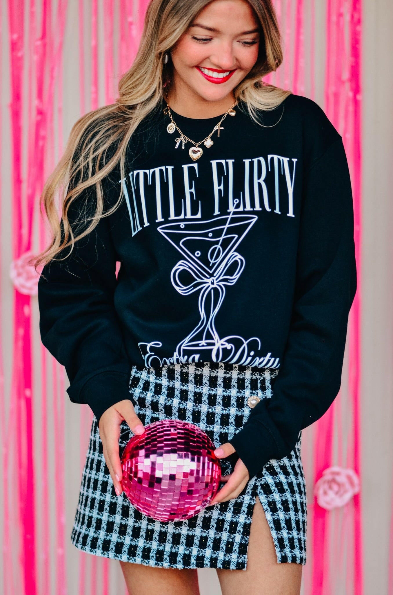 Little Flirty Extra Dirty Black Sweatshirt-Krush Kandy, Women's Online Fashion Boutique Located in Phoenix, Arizona (Scottsdale Area)