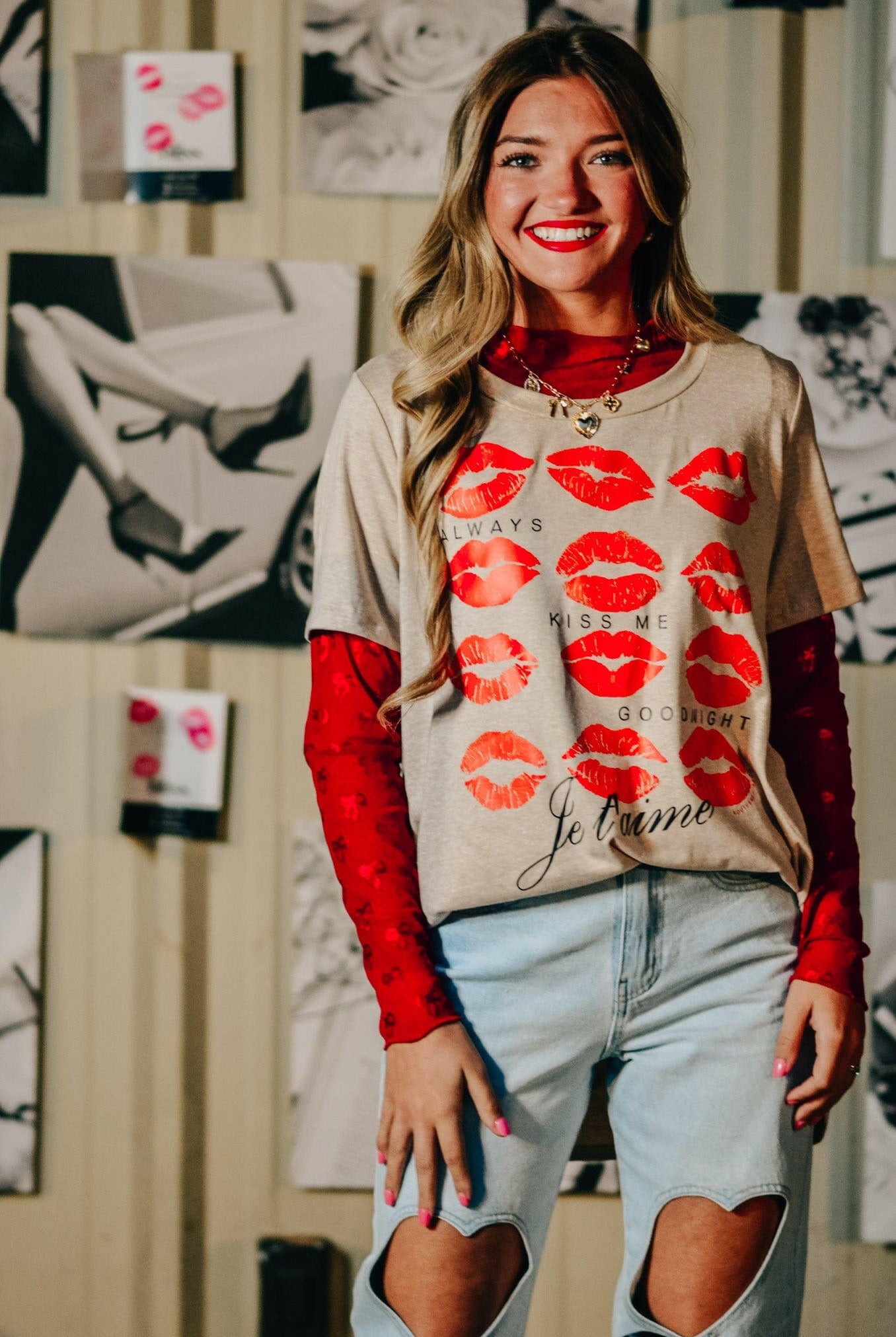 Always Kiss Me Goodnight Scoop Tee-Krush Kandy, Women's Online Fashion Boutique Located in Phoenix, Arizona (Scottsdale Area)