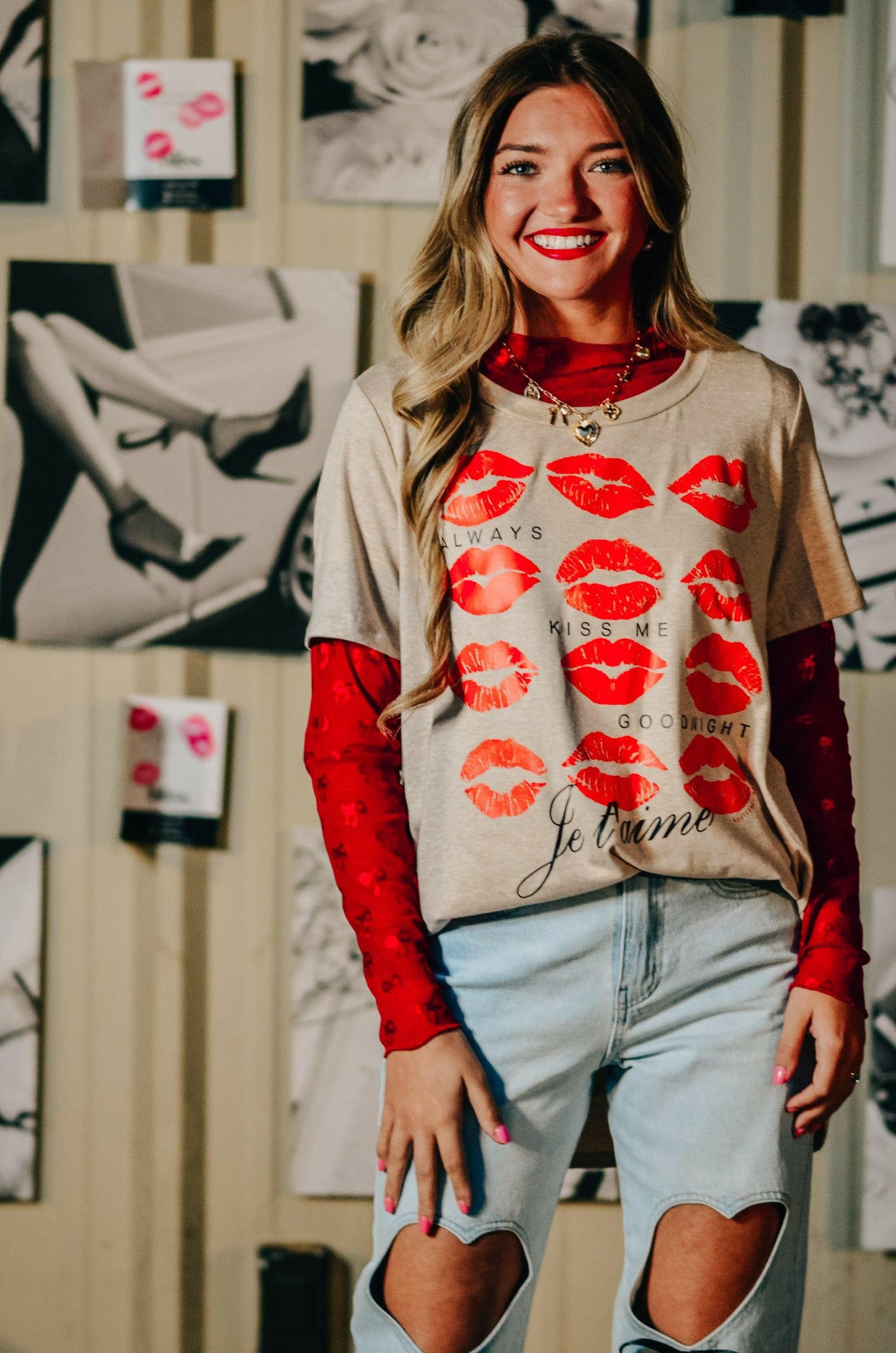 Always Kiss Me Goodnight Scoop Tee-Krush Kandy, Women's Online Fashion Boutique Located in Phoenix, Arizona (Scottsdale Area)