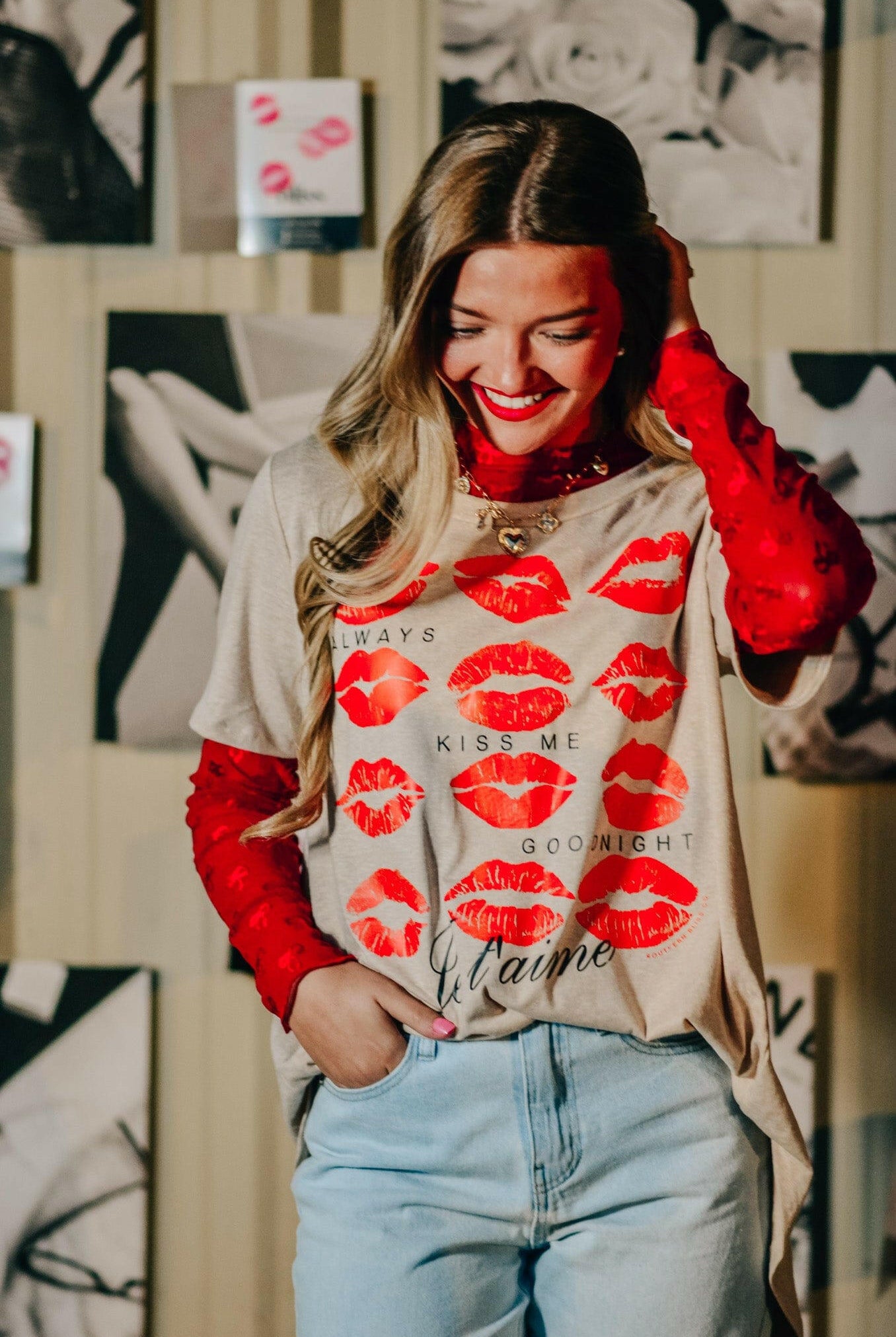 Always Kiss Me Goodnight Scoop Tee-Krush Kandy, Women's Online Fashion Boutique Located in Phoenix, Arizona (Scottsdale Area)