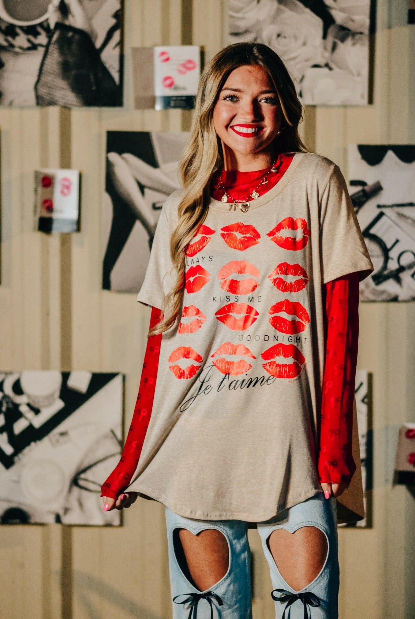 Always Kiss Me Goodnight Scoop Tee-Krush Kandy, Women's Online Fashion Boutique Located in Phoenix, Arizona (Scottsdale Area)