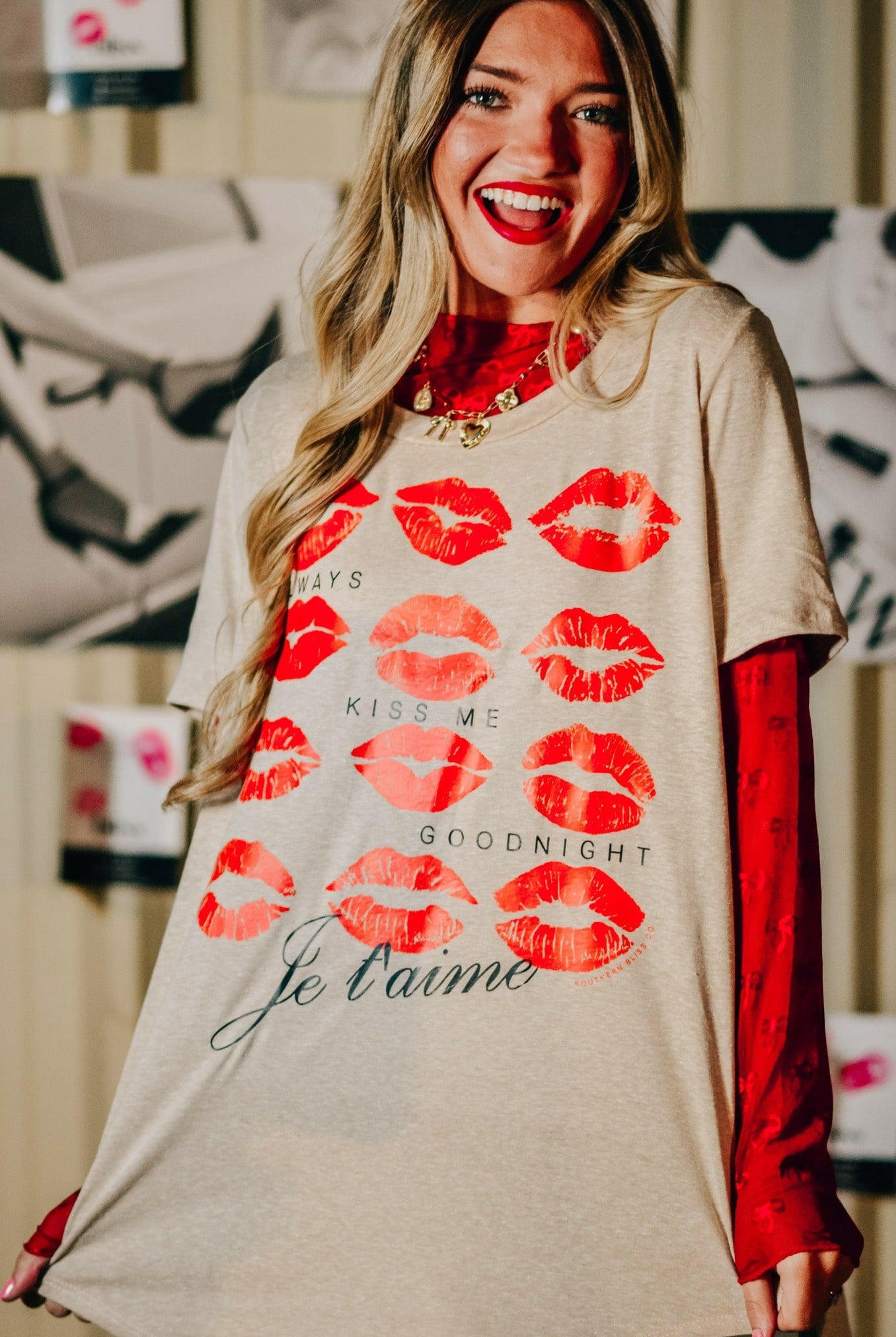 Always Kiss Me Goodnight Scoop Tee-Krush Kandy, Women's Online Fashion Boutique Located in Phoenix, Arizona (Scottsdale Area)