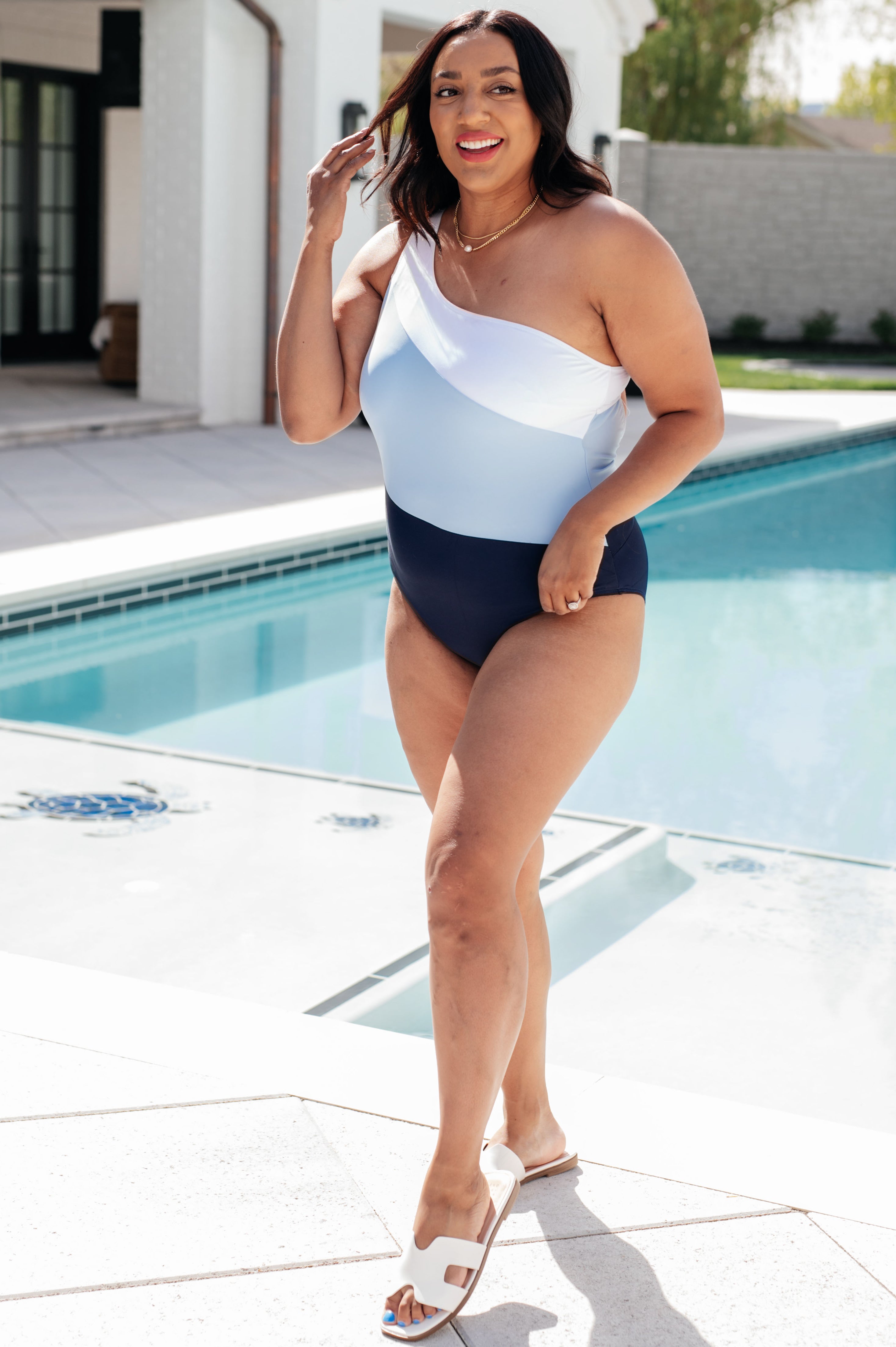 Dominica Color Block Asymmetrical Swimsuit-Swimwear-Krush Kandy, Women's Online Fashion Boutique Located in Phoenix, Arizona (Scottsdale Area)