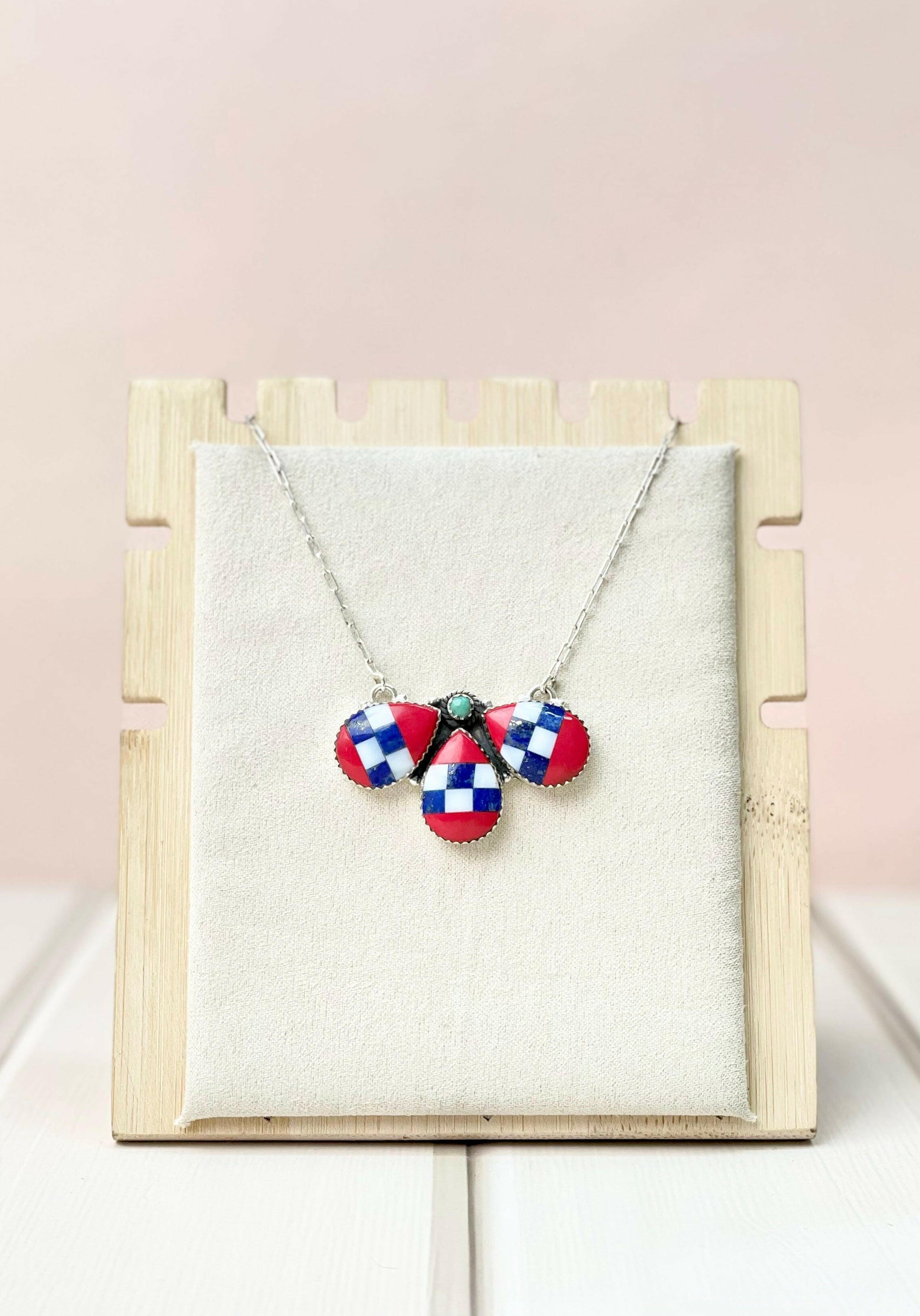 Checkered and Stripes Petals Necklace-Necklaces-Krush Kandy, Women's Online Fashion Boutique Located in Phoenix, Arizona (Scottsdale Area)