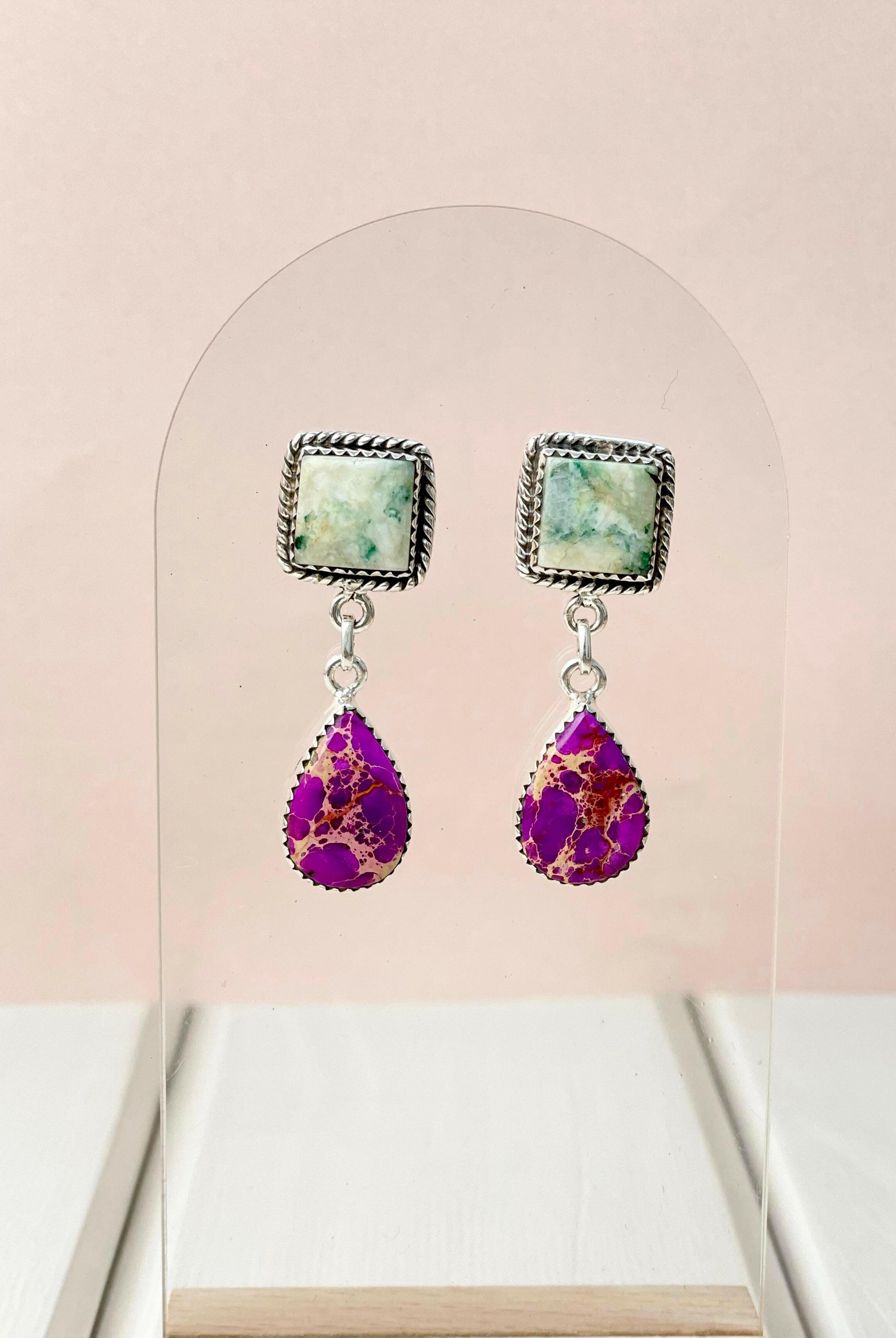 One of a Kind Desert Jasper Slab Earrings-Earrings-Krush Kandy, Women's Online Fashion Boutique Located in Phoenix, Arizona (Scottsdale Area)