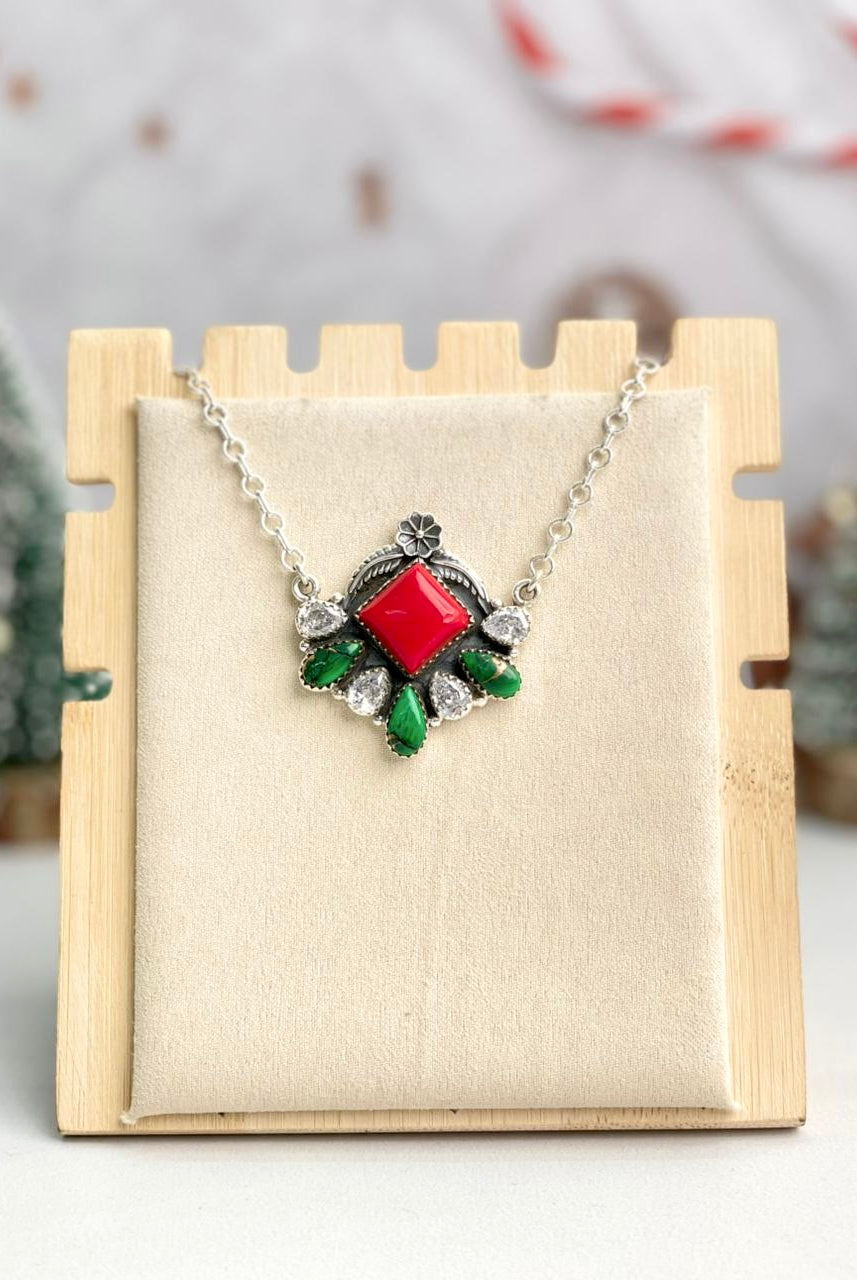 Holiday Stone Cluster Necklace-Necklaces-Krush Kandy, Women's Online Fashion Boutique Located in Phoenix, Arizona (Scottsdale Area)