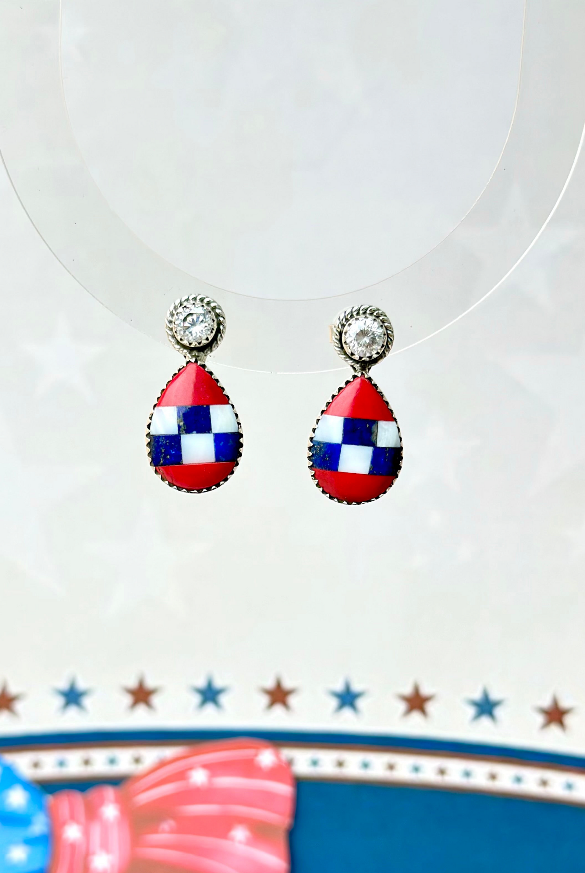 Stars & Stripes Swing Earrings-Earrings-Krush Kandy, Women's Online Fashion Boutique Located in Phoenix, Arizona (Scottsdale Area)