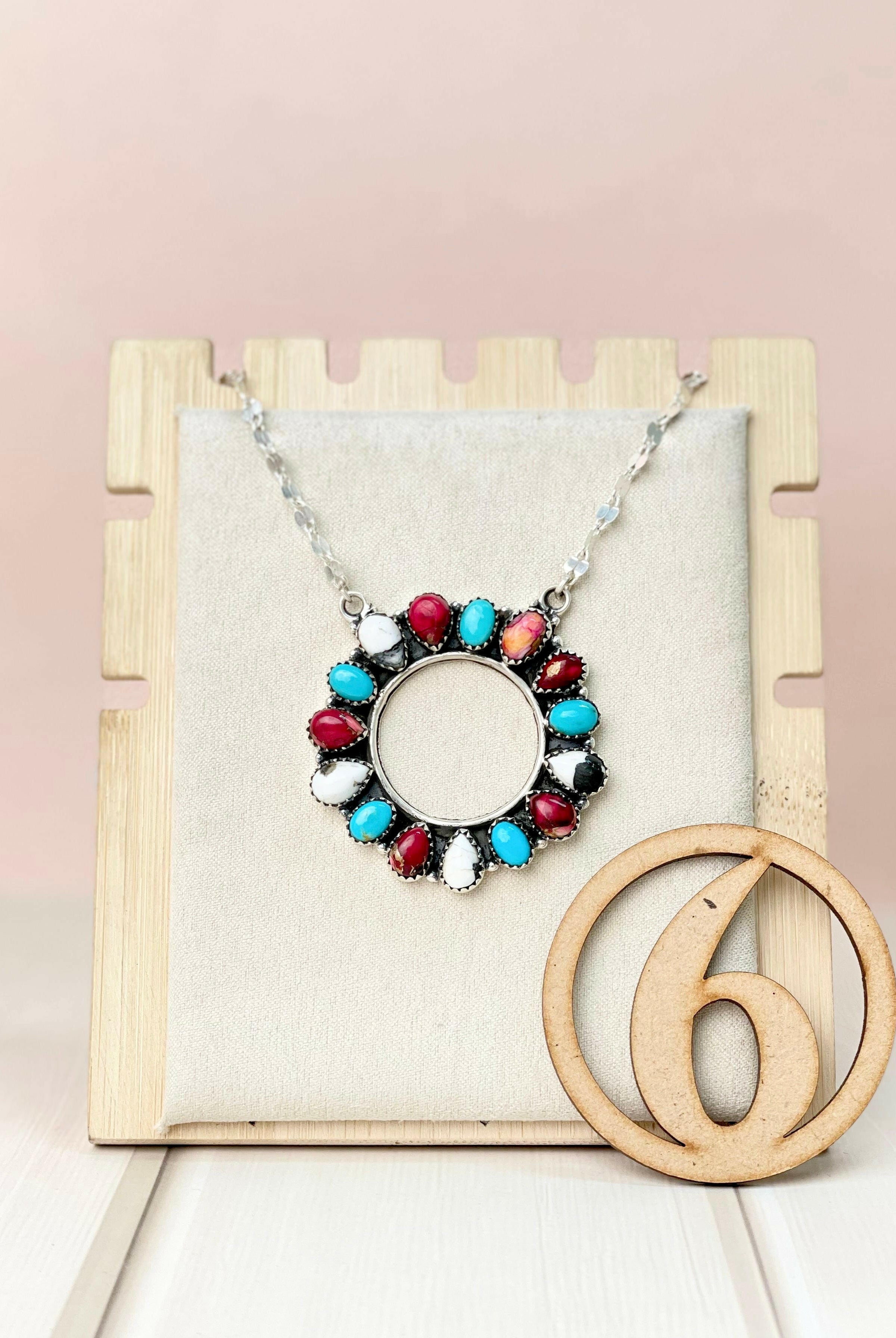 Canyon Dreams Halo Multistone Necklace-Necklaces-Krush Kandy, Women's Online Fashion Boutique Located in Phoenix, Arizona (Scottsdale Area)