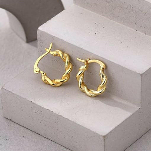 Sterling Silver Twist Geometric Minimalist Hoop Earrings-Earrings-Krush Kandy, Women's Online Fashion Boutique Located in Phoenix, Arizona (Scottsdale Area)