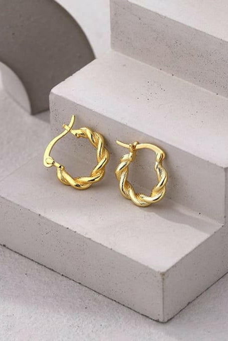 Sterling Silver Twist Geometric Minimalist Hoop Earrings-Earrings-Krush Kandy, Women's Online Fashion Boutique Located in Phoenix, Arizona (Scottsdale Area)