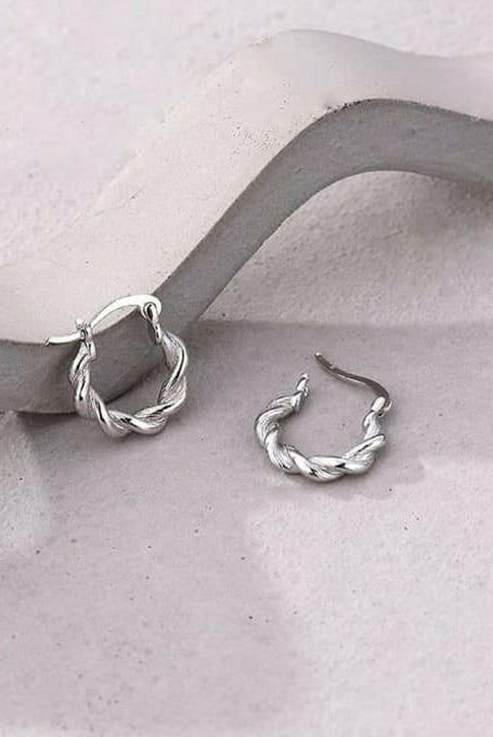 Sterling Silver Twist Geometric Minimalist Hoop Earrings-Earrings-Krush Kandy, Women's Online Fashion Boutique Located in Phoenix, Arizona (Scottsdale Area)