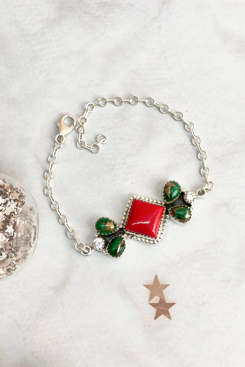 Christmas in Kandyland Square Cluster Bracelet-Bracelets-Krush Kandy, Women's Online Fashion Boutique Located in Phoenix, Arizona (Scottsdale Area)