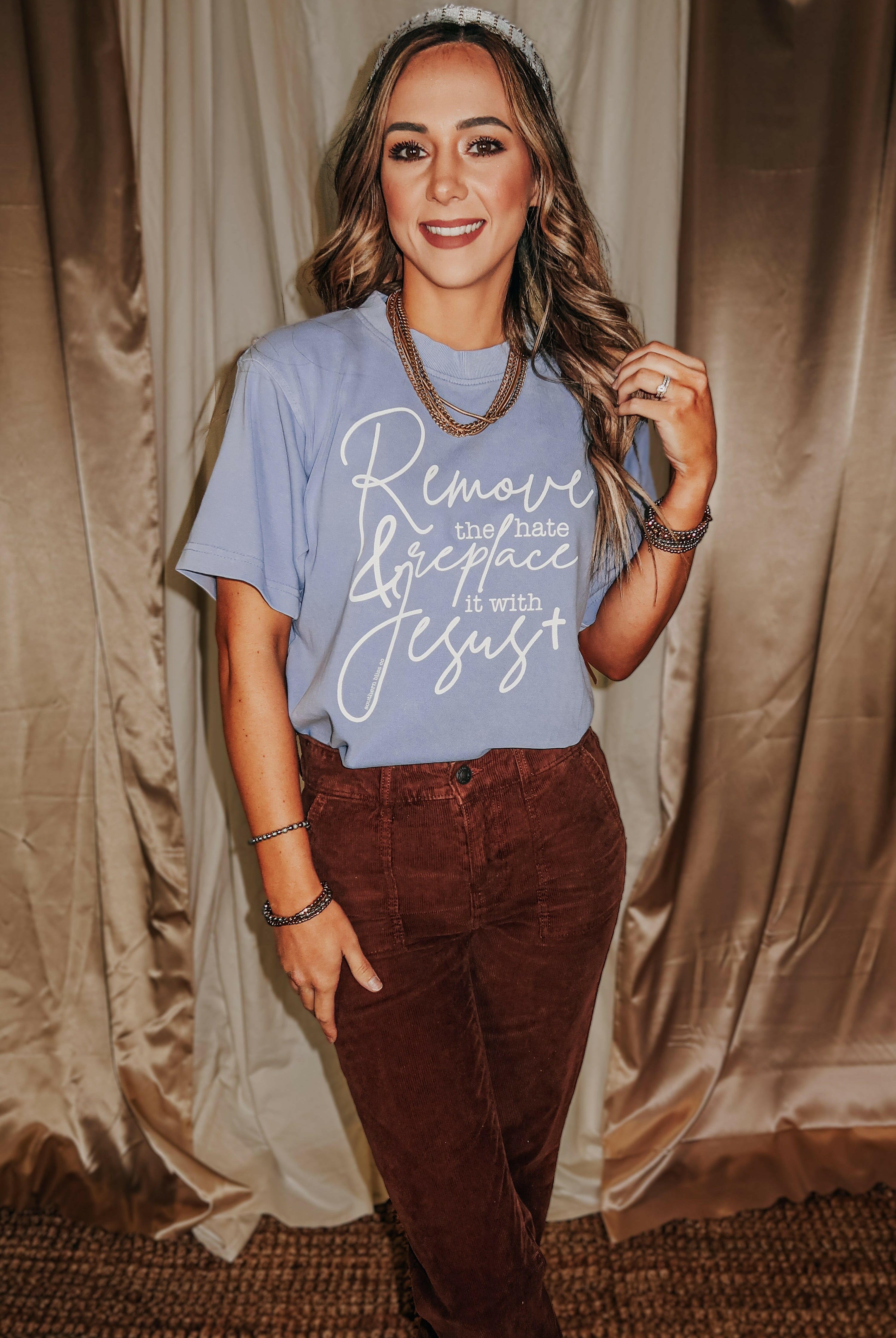 Replace It With Jesus Mock Neck Tee-Krush Kandy, Women's Online Fashion Boutique Located in Phoenix, Arizona (Scottsdale Area)