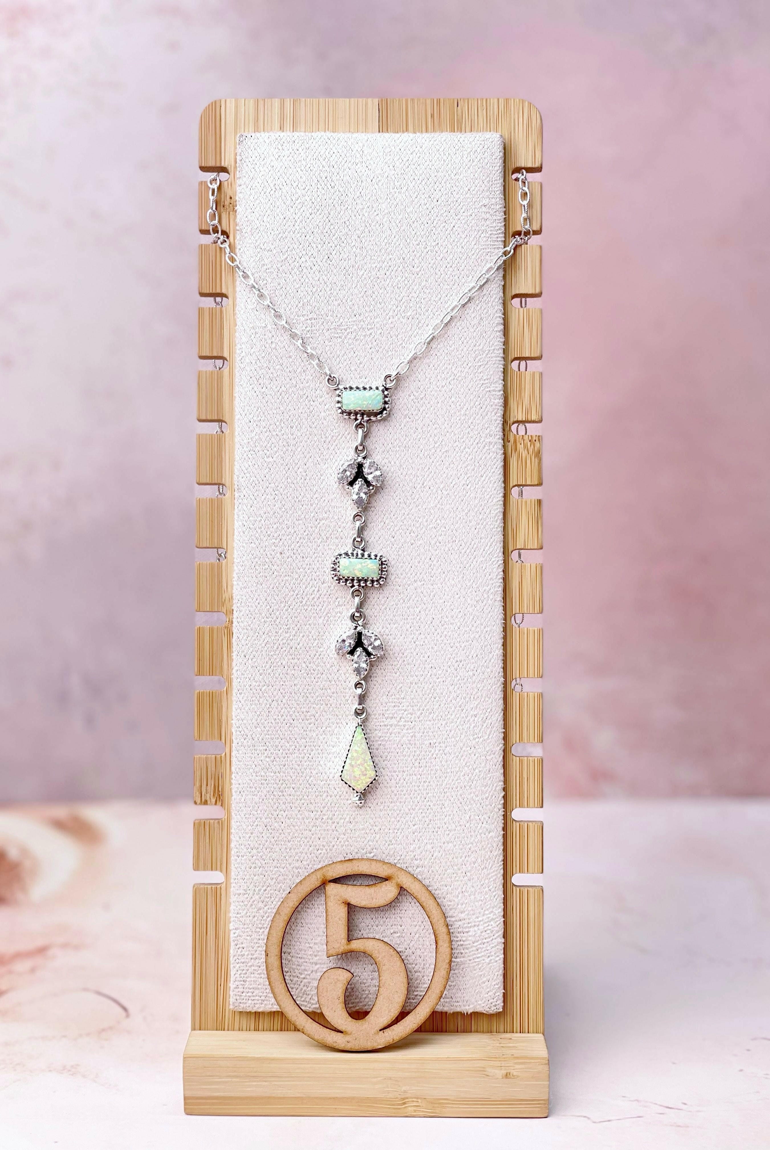 Opal and CZ Date Night Chain Necklace-Necklaces-Krush Kandy, Women's Online Fashion Boutique Located in Phoenix, Arizona (Scottsdale Area)
