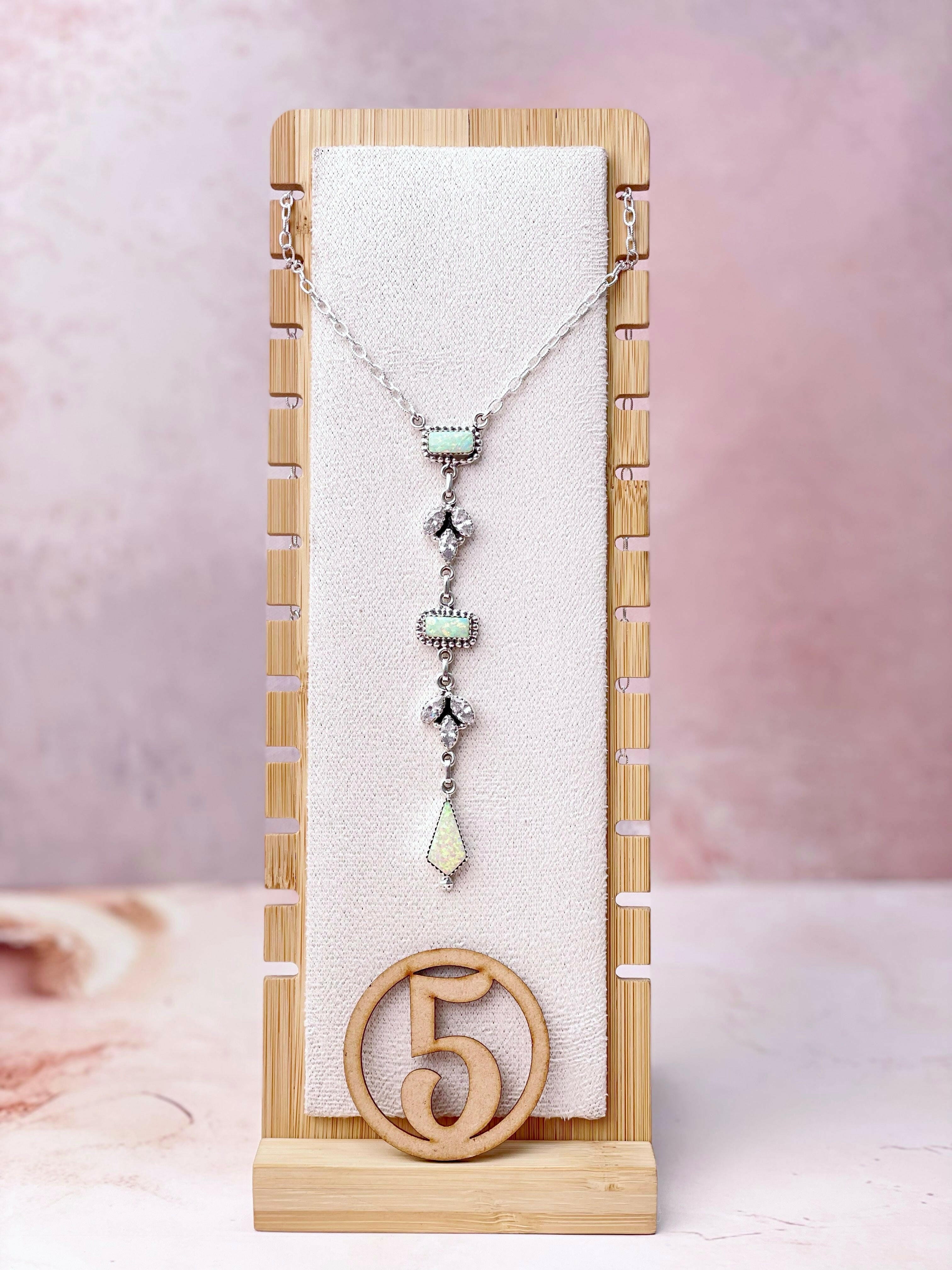Opal and CZ Date Night Chain Necklace-Necklaces-Krush Kandy, Women's Online Fashion Boutique Located in Phoenix, Arizona (Scottsdale Area)