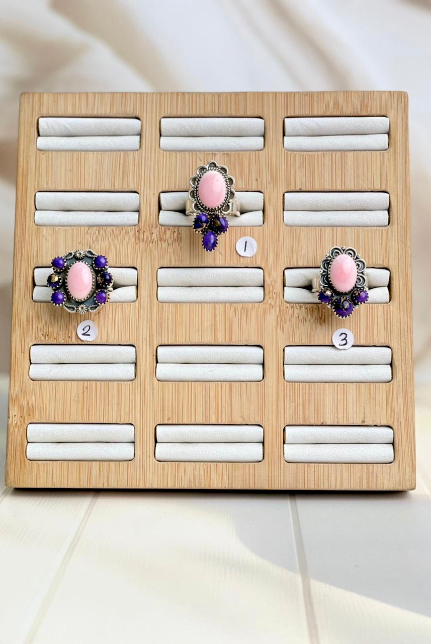 Pink Conch & Berry Dahlia Boho Cluster Rings-Rings-Krush Kandy, Women's Online Fashion Boutique Located in Phoenix, Arizona (Scottsdale Area)