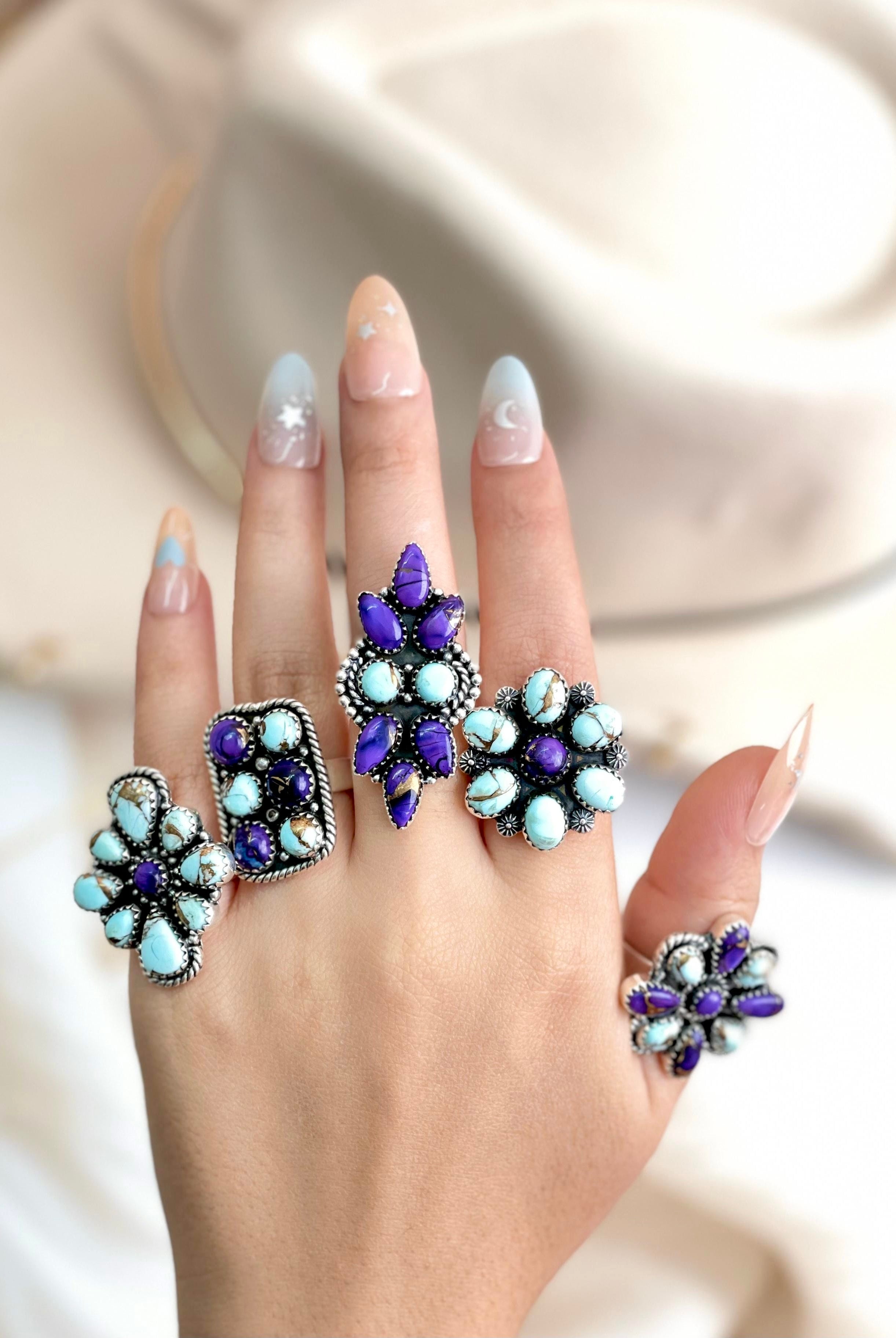 Perfect Touch Multi Dahlia Ring Clusters-Rings-Krush Kandy, Women's Online Fashion Boutique Located in Phoenix, Arizona (Scottsdale Area)