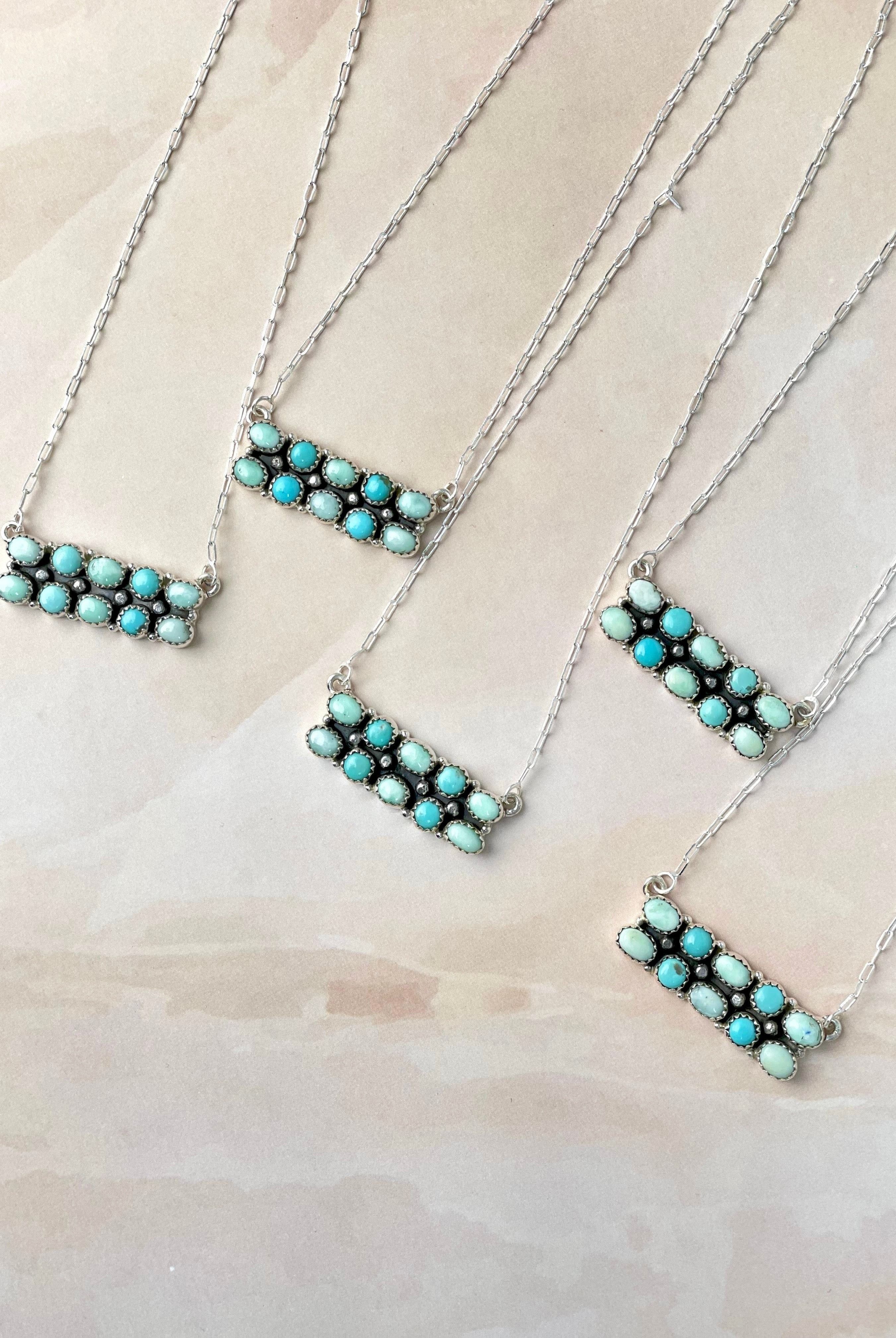 Paloma And Turquoise Bar Necklace Bno. 33-Necklaces-Krush Kandy, Women's Online Fashion Boutique Located in Phoenix, Arizona (Scottsdale Area)
