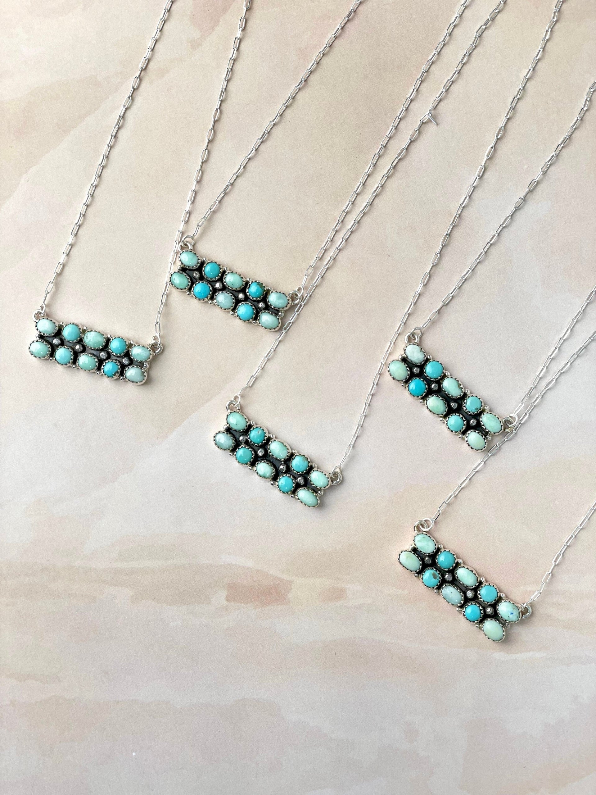 Paloma And Turquoise Bar Necklace Bno. 33-Necklaces-Krush Kandy, Women's Online Fashion Boutique Located in Phoenix, Arizona (Scottsdale Area)