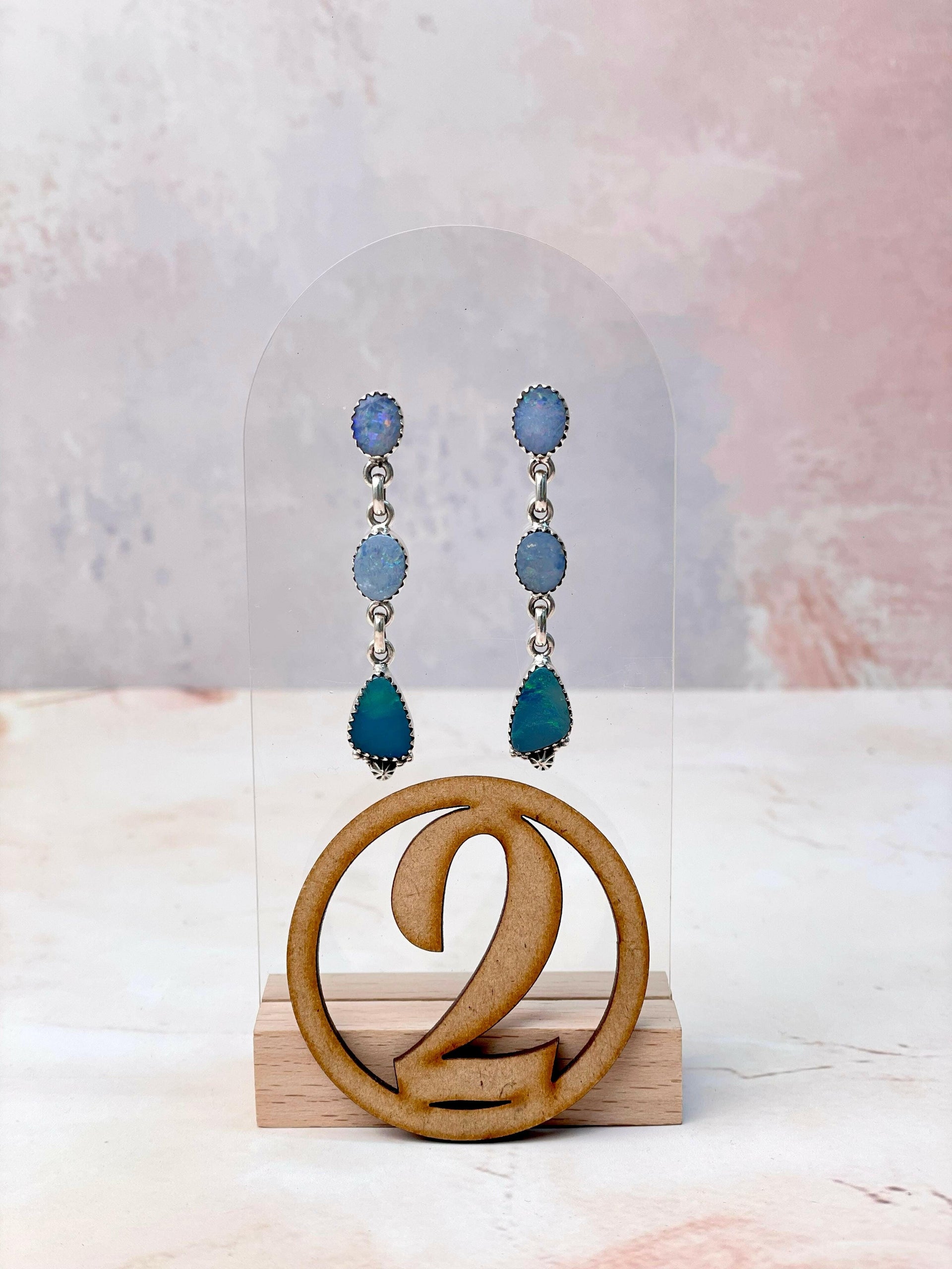 Double Opal Cluster Earrings-Earrings-Krush Kandy, Women's Online Fashion Boutique Located in Phoenix, Arizona (Scottsdale Area)