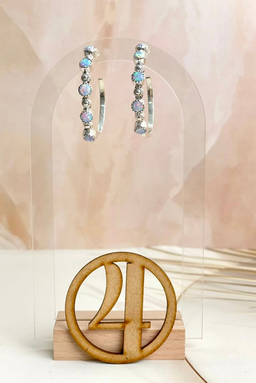 Multi Opal Hoop Earrings sno 18-Earrings-Krush Kandy, Women's Online Fashion Boutique Located in Phoenix, Arizona (Scottsdale Area)