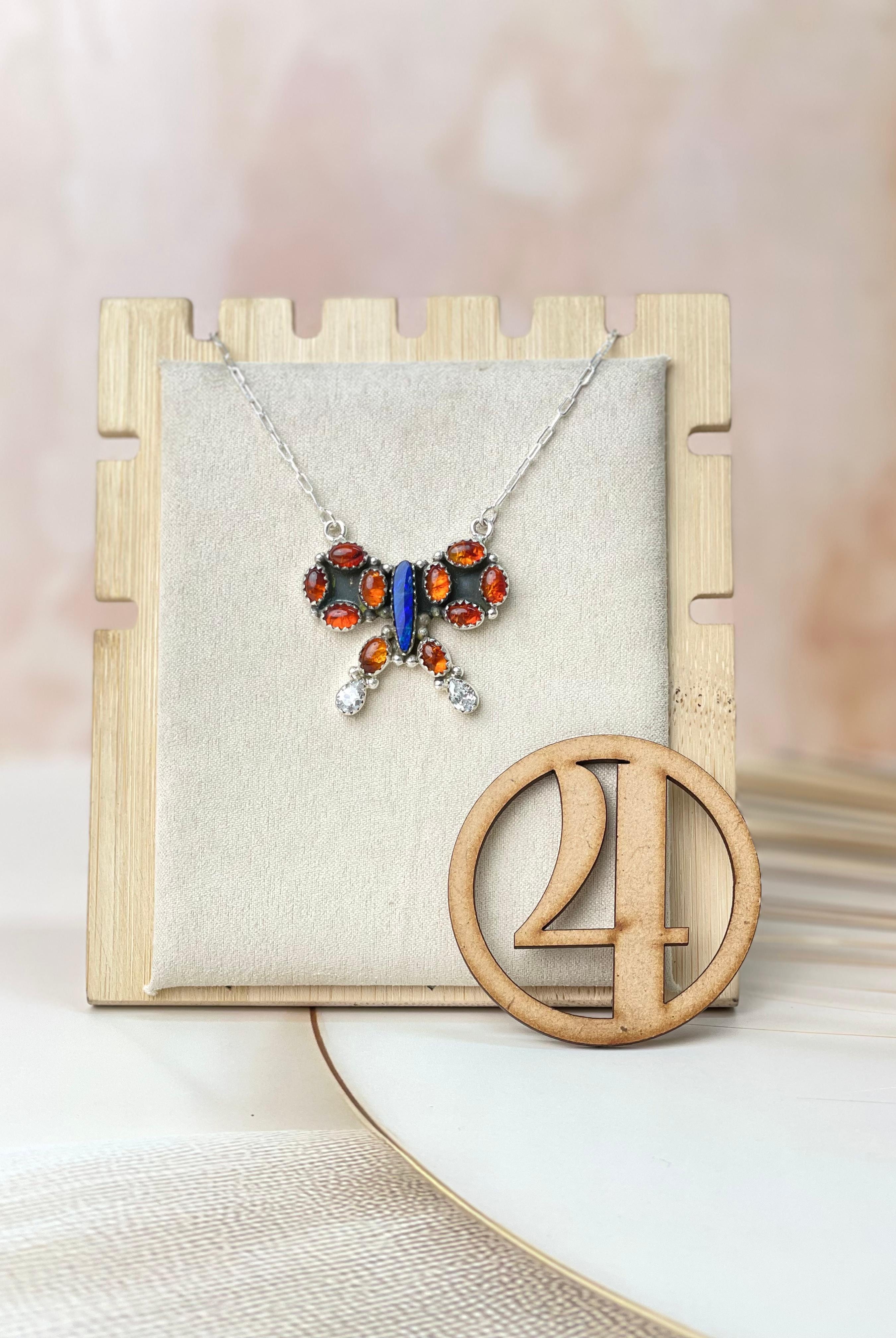 Australian Opal & Amber Necklace sno 53-Necklaces-Krush Kandy, Women's Online Fashion Boutique Located in Phoenix, Arizona (Scottsdale Area)
