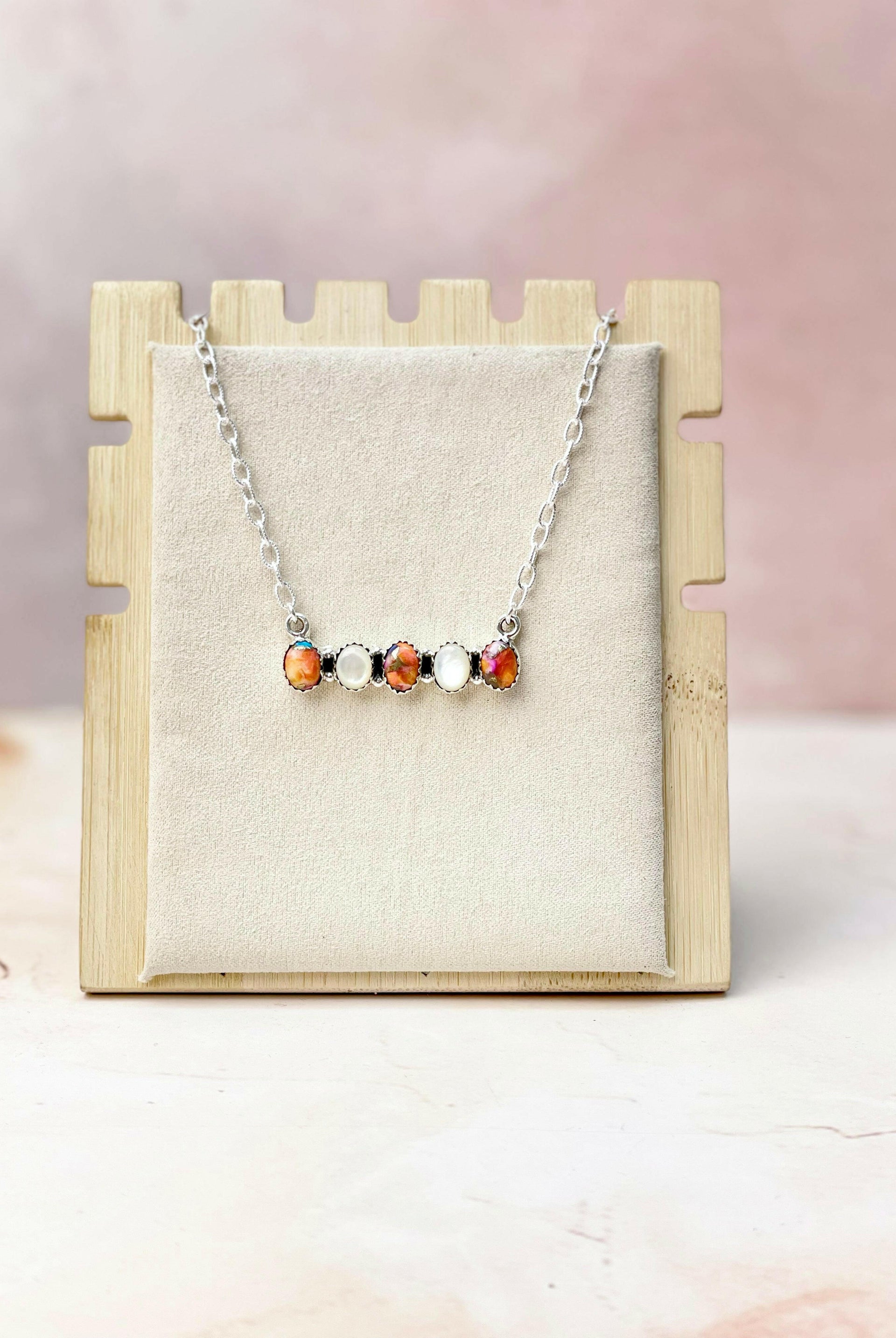 Multi Gem and MOP Bar Necklace-Necklaces-Krush Kandy, Women's Online Fashion Boutique Located in Phoenix, Arizona (Scottsdale Area)