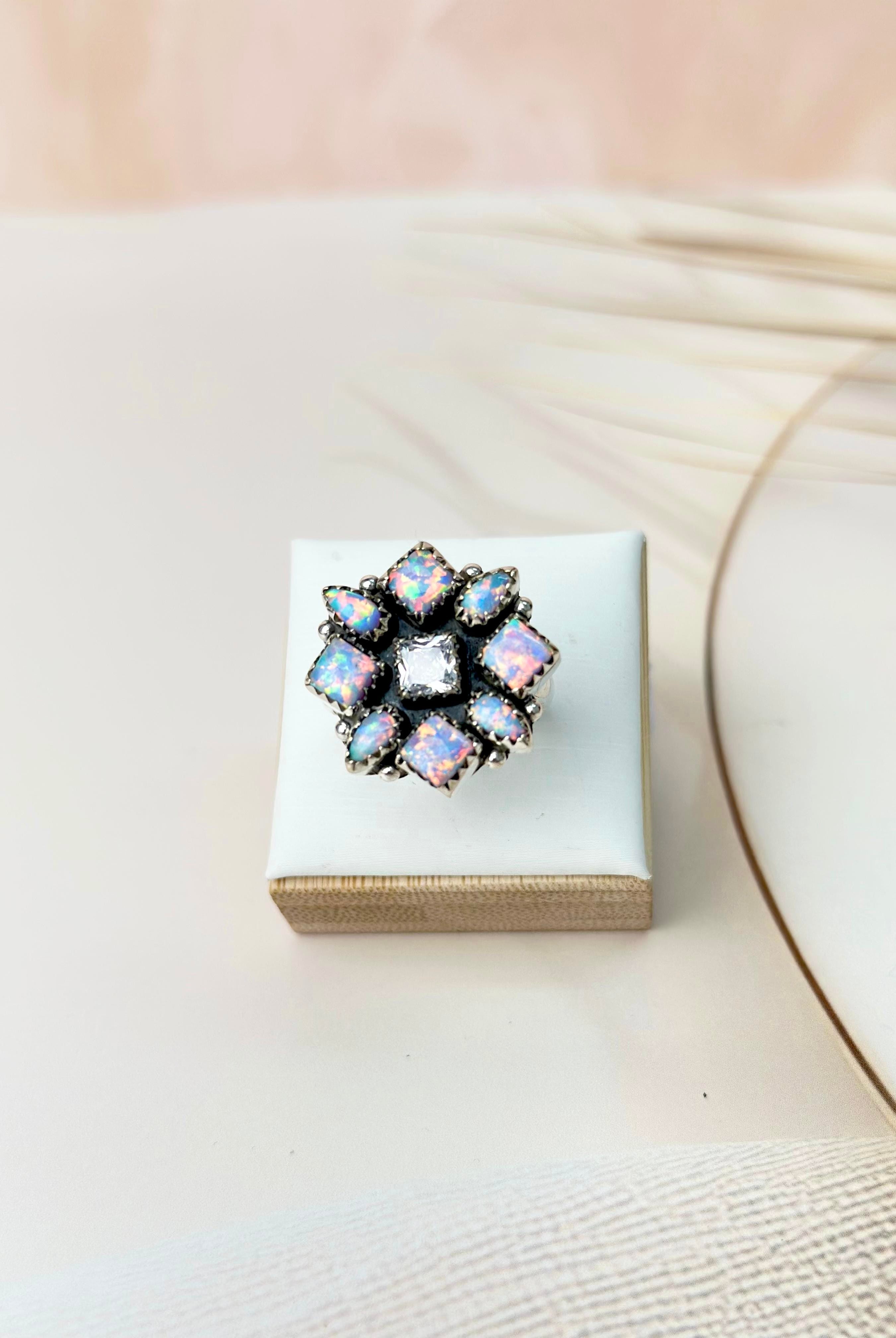 Multi Opal & Crystal Cluster Rings-Rings-Krush Kandy, Women's Online Fashion Boutique Located in Phoenix, Arizona (Scottsdale Area)