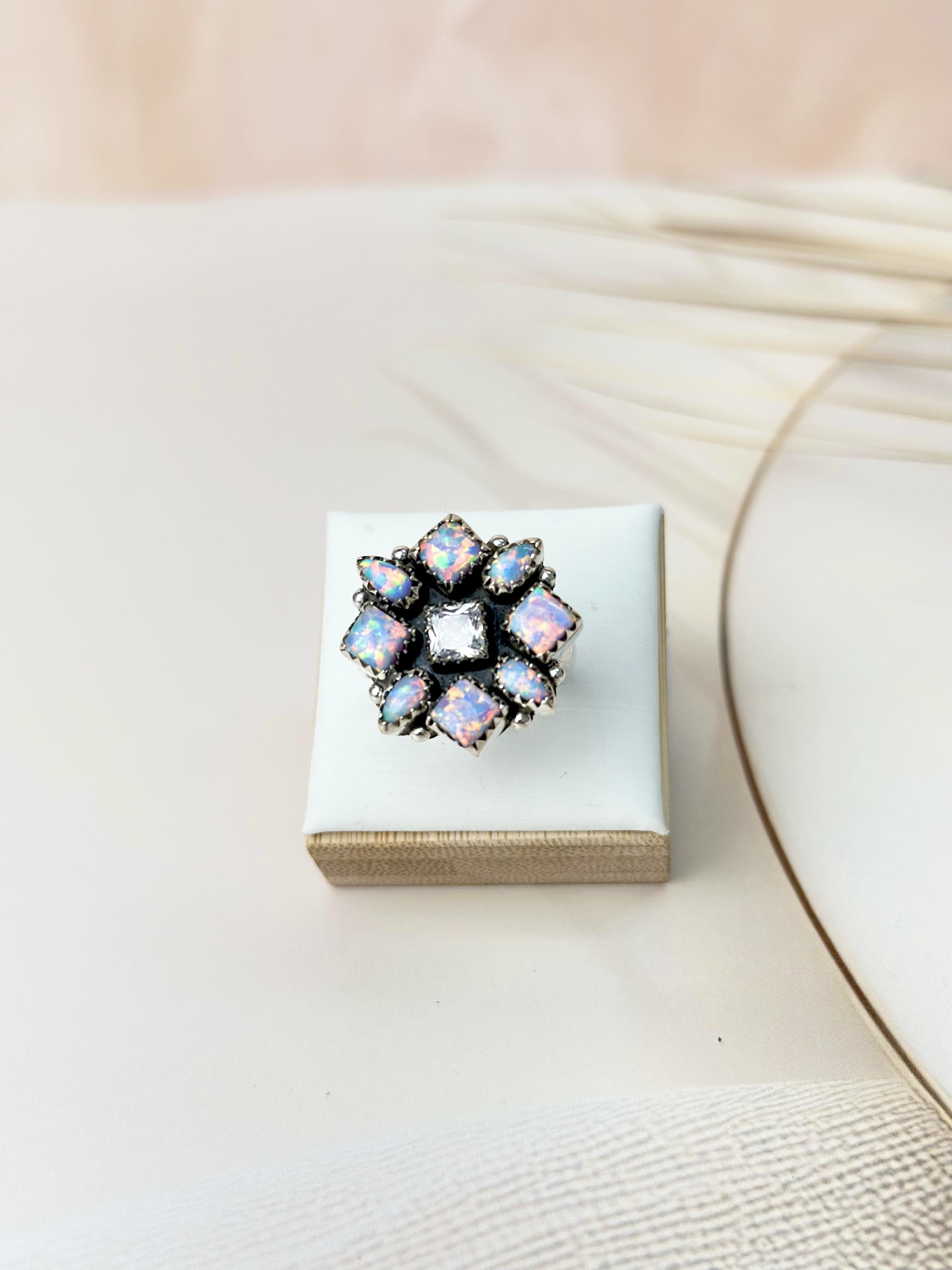 Multi Opal & Crystal Cluster Rings-Rings-Krush Kandy, Women's Online Fashion Boutique Located in Phoenix, Arizona (Scottsdale Area)