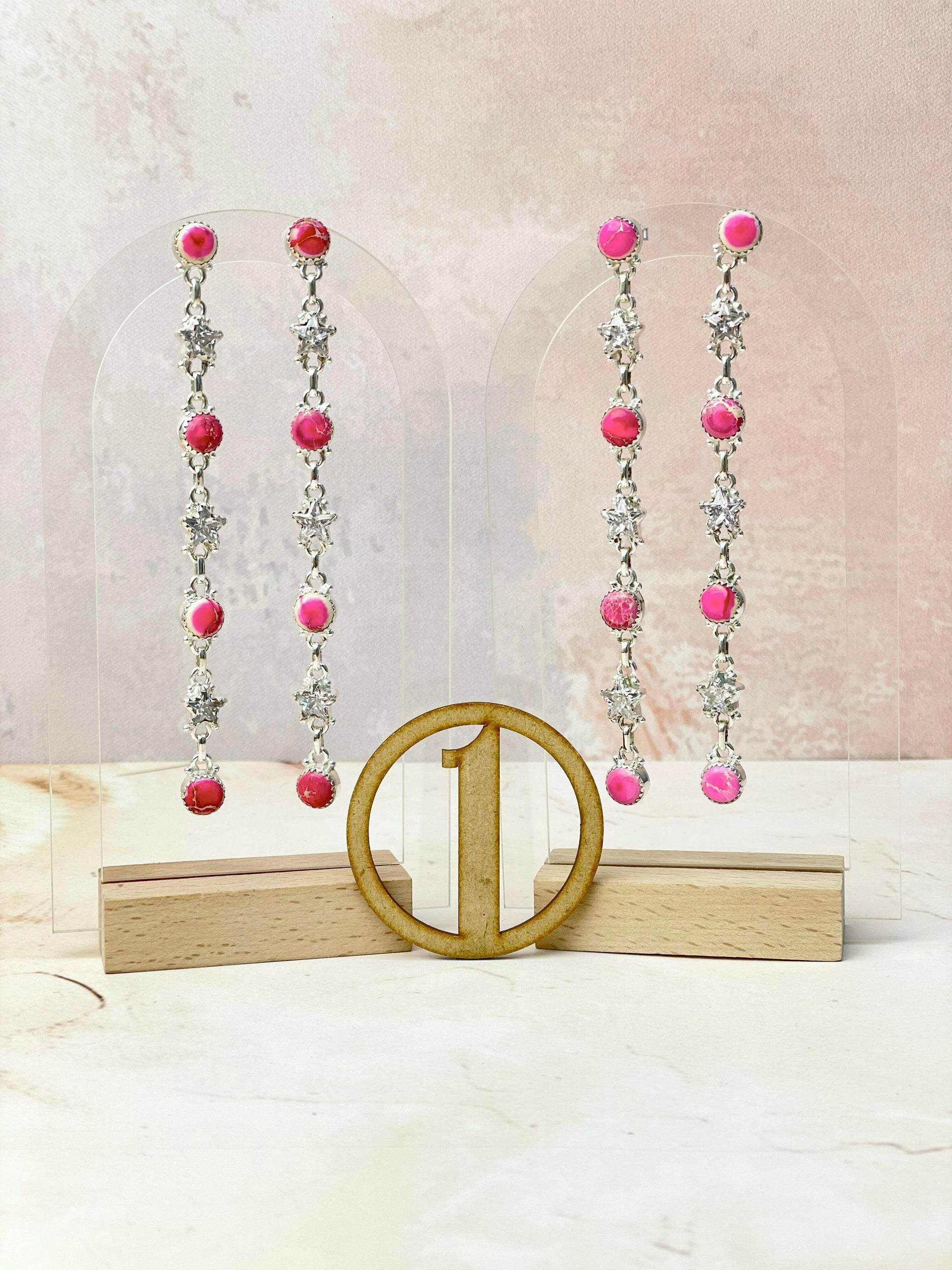 Desert Jasper and Star Cz Earrings-Earrings-Krush Kandy, Women's Online Fashion Boutique Located in Phoenix, Arizona (Scottsdale Area)