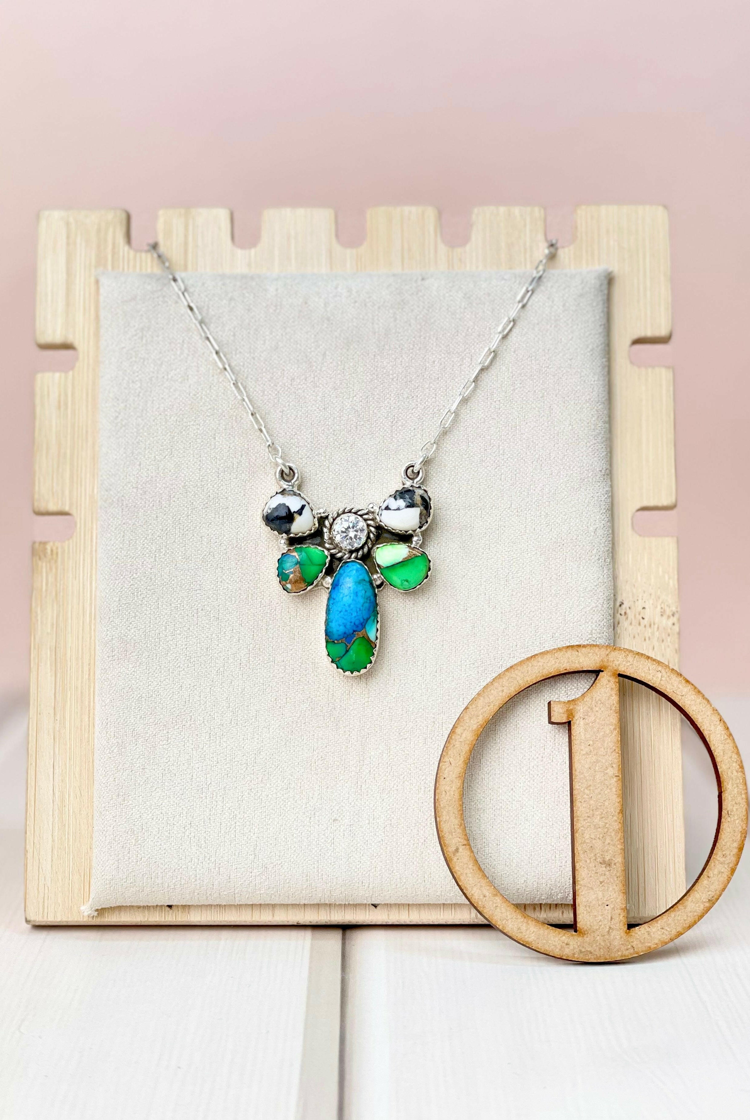 Peacock Dahlia One of a Kind Necklace-Necklaces-Krush Kandy, Women's Online Fashion Boutique Located in Phoenix, Arizona (Scottsdale Area)