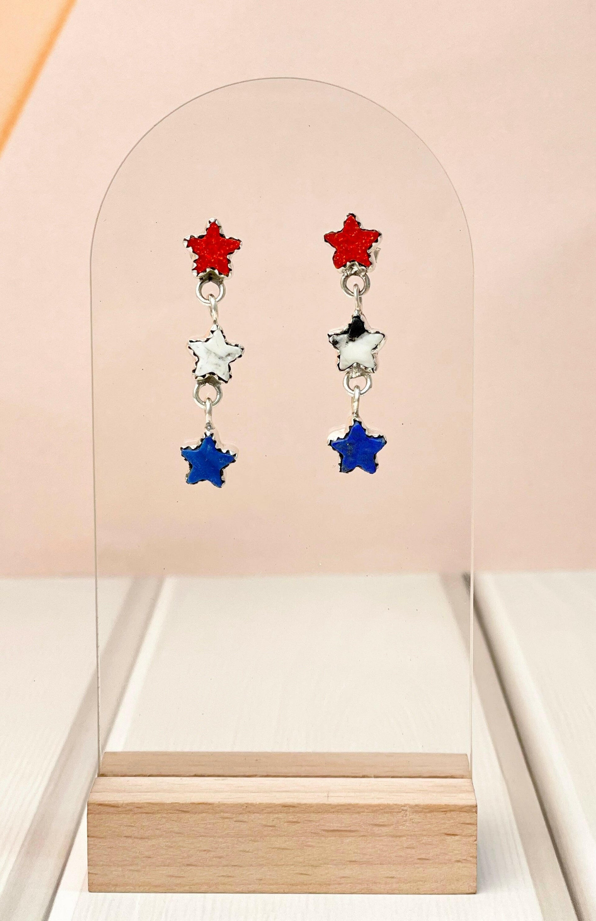 Glimmering Patriot Stars Earrings-Earrings-Krush Kandy, Women's Online Fashion Boutique Located in Phoenix, Arizona (Scottsdale Area)
