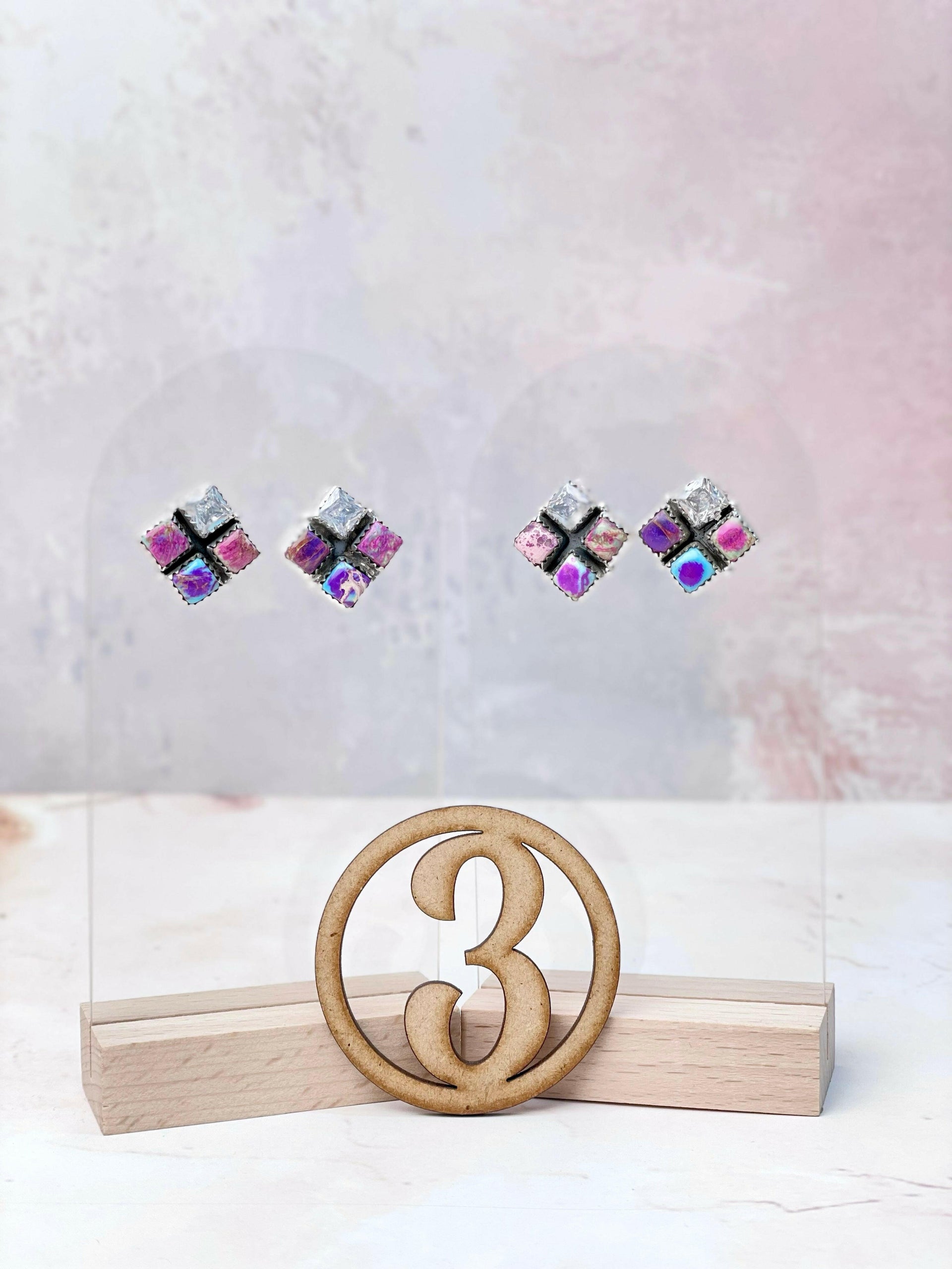 Desert Jasper CZ Square Earrings-Earrings-Krush Kandy, Women's Online Fashion Boutique Located in Phoenix, Arizona (Scottsdale Area)