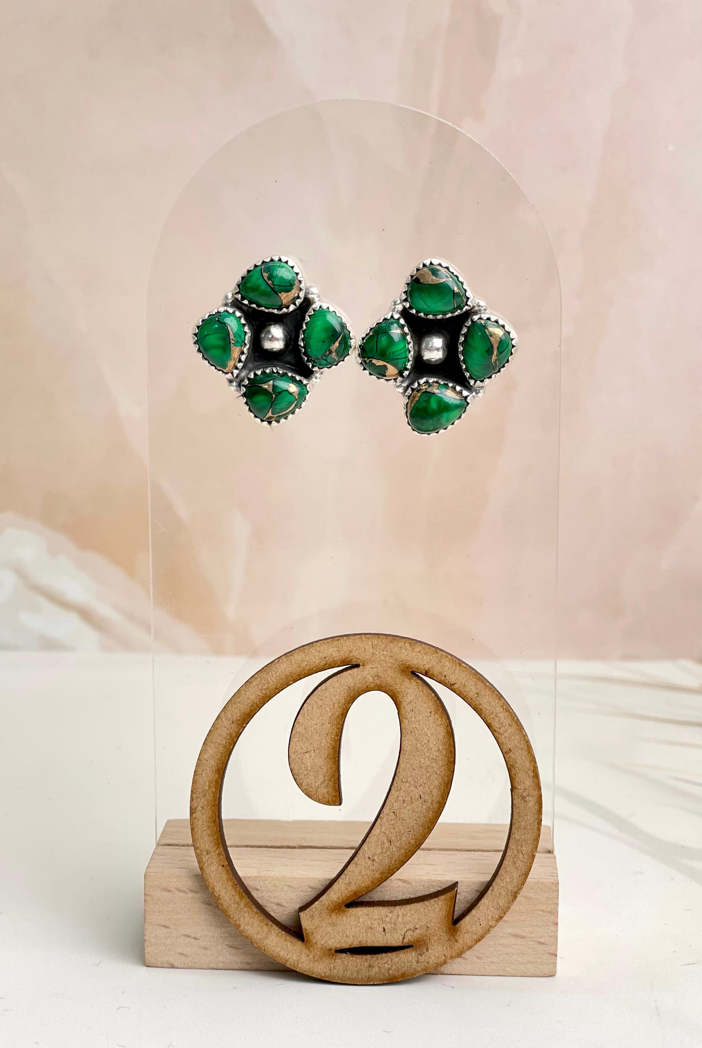 Irish Green Dahlia Studs sno 2-Earrings-Krush Kandy, Women's Online Fashion Boutique Located in Phoenix, Arizona (Scottsdale Area)