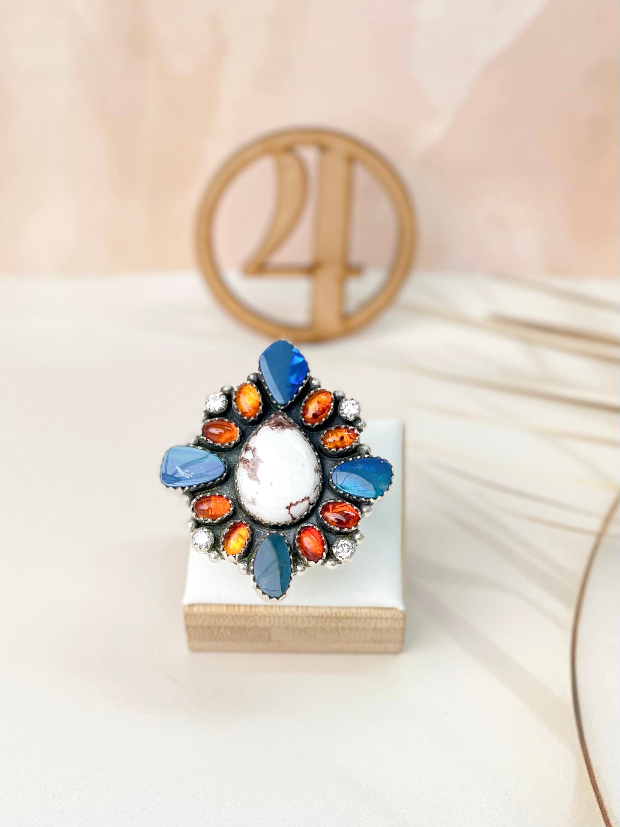 Australian Opal, Amber & Wild Horse Mixed Rings 24-Rings-Krush Kandy, Women's Online Fashion Boutique Located in Phoenix, Arizona (Scottsdale Area)